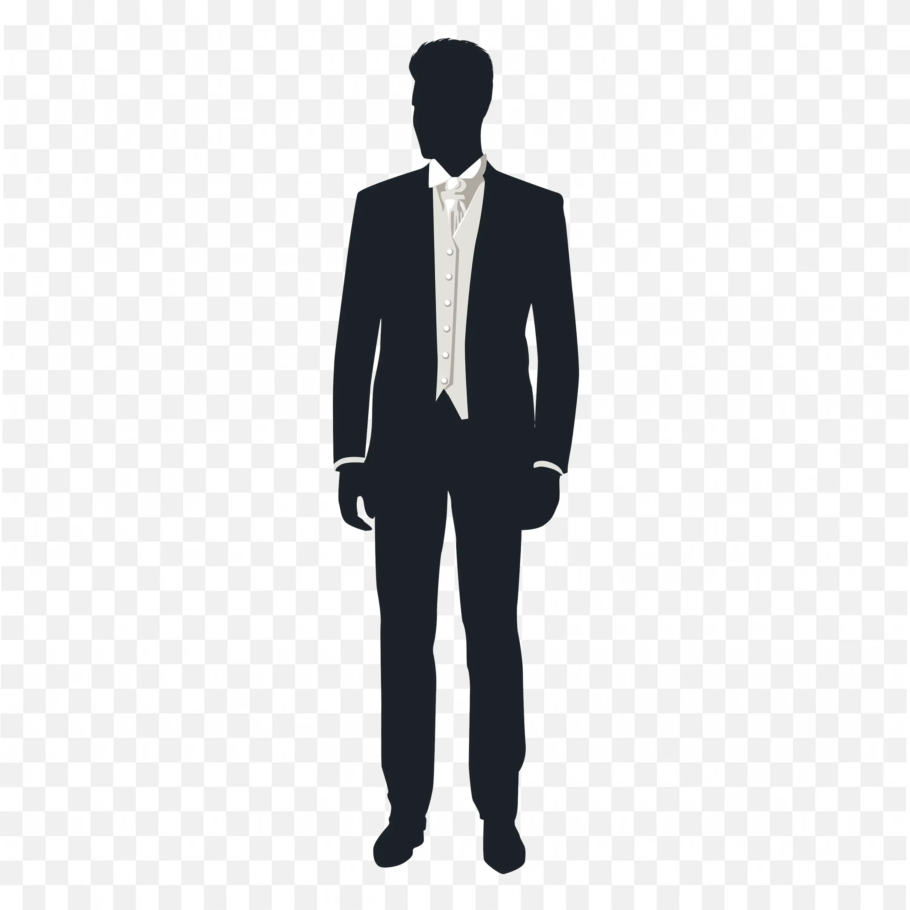 Groom Figure in Suit for Wedding or Invitation Graphic