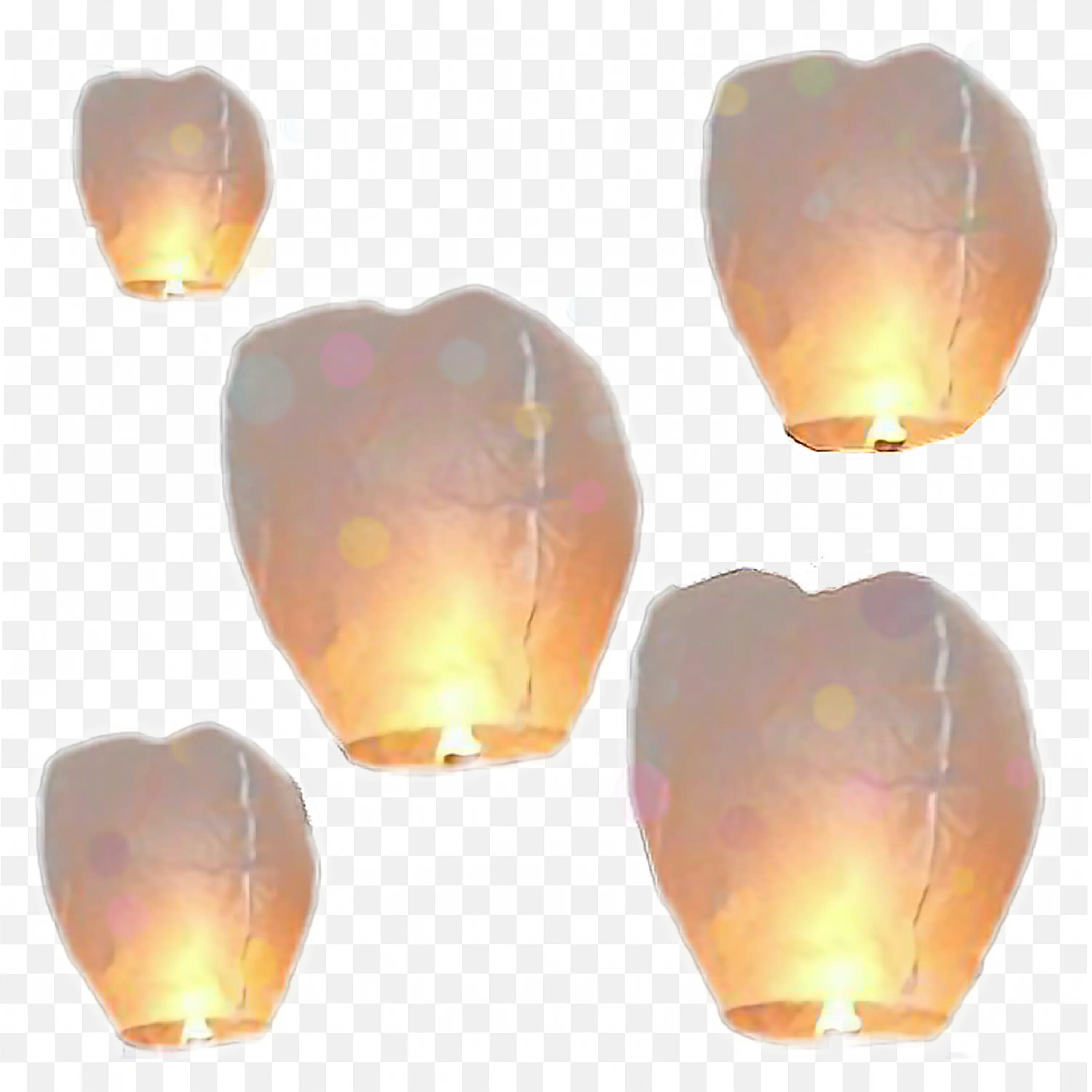 Group Of Golden Sky Lanterns Floating Up Together PNG