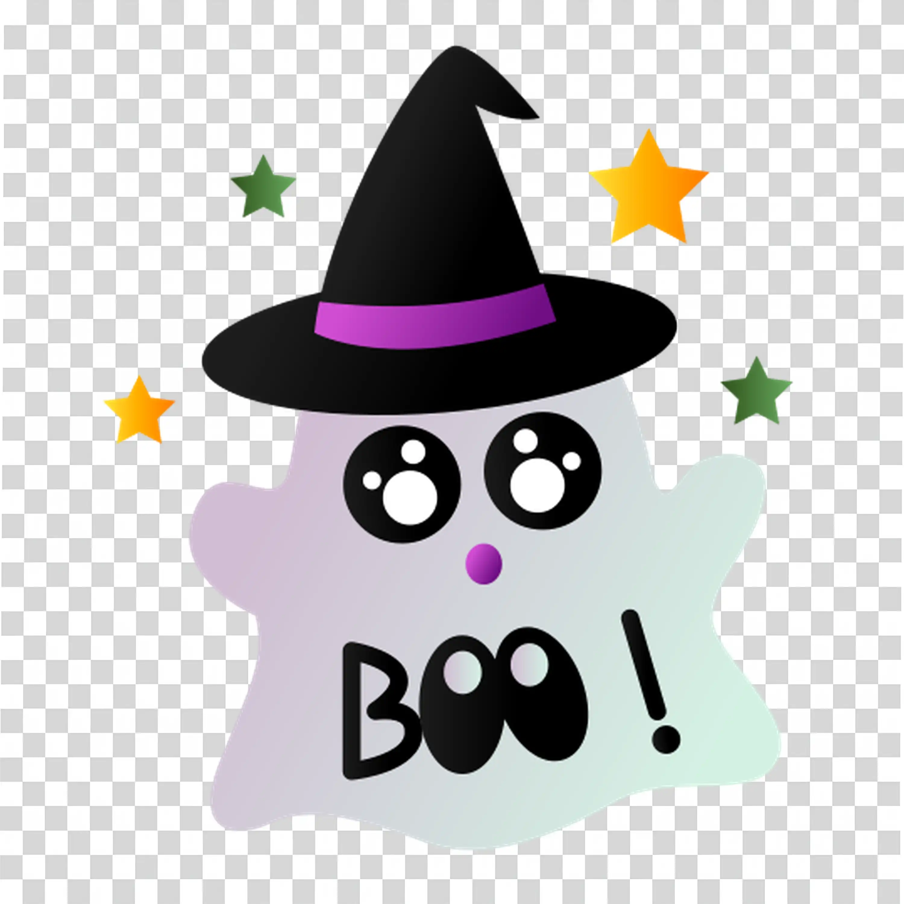 Halloween Character with Purple Hat and Stars for Spooky