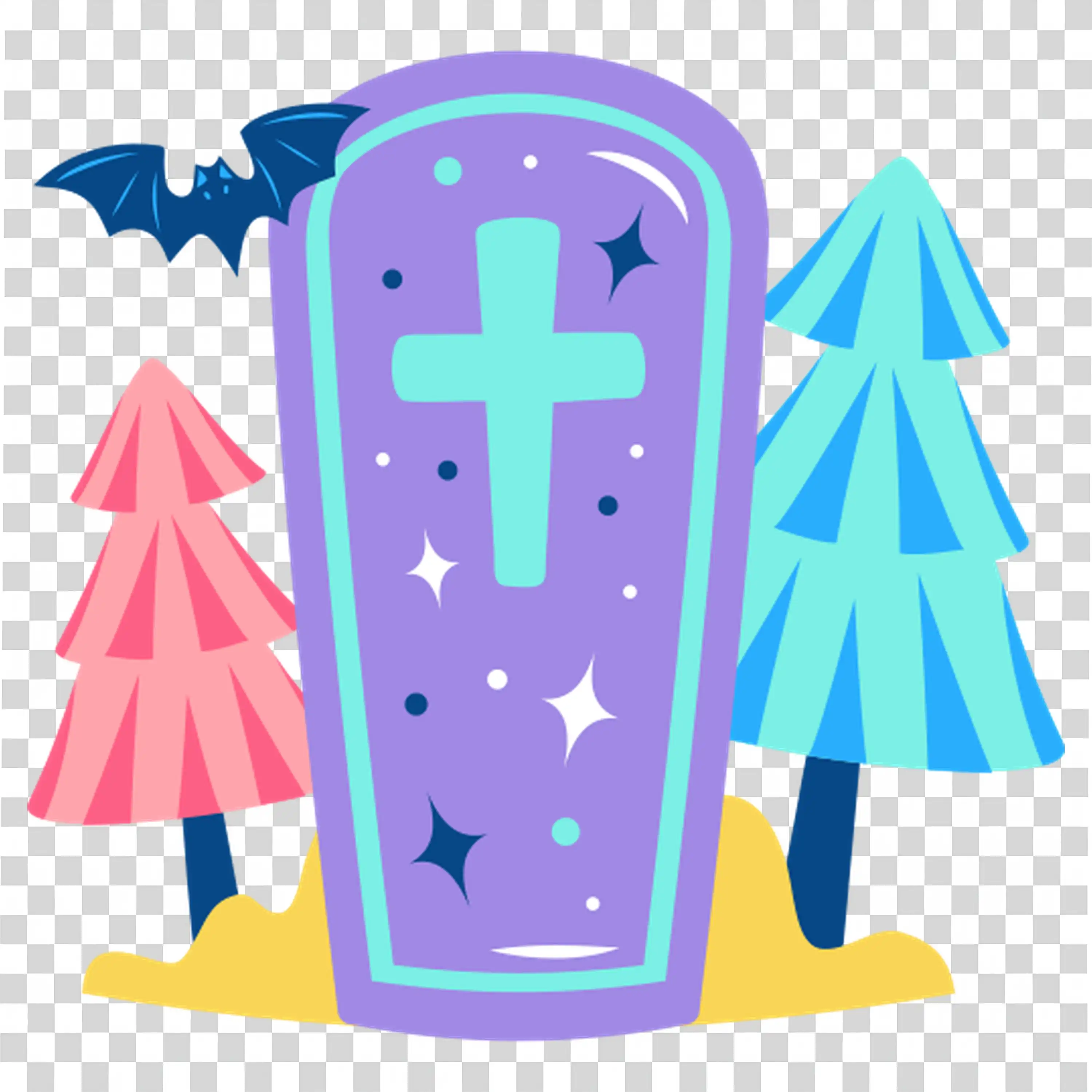 Halloween Graveyard with Tombstones and Trees for Spooky