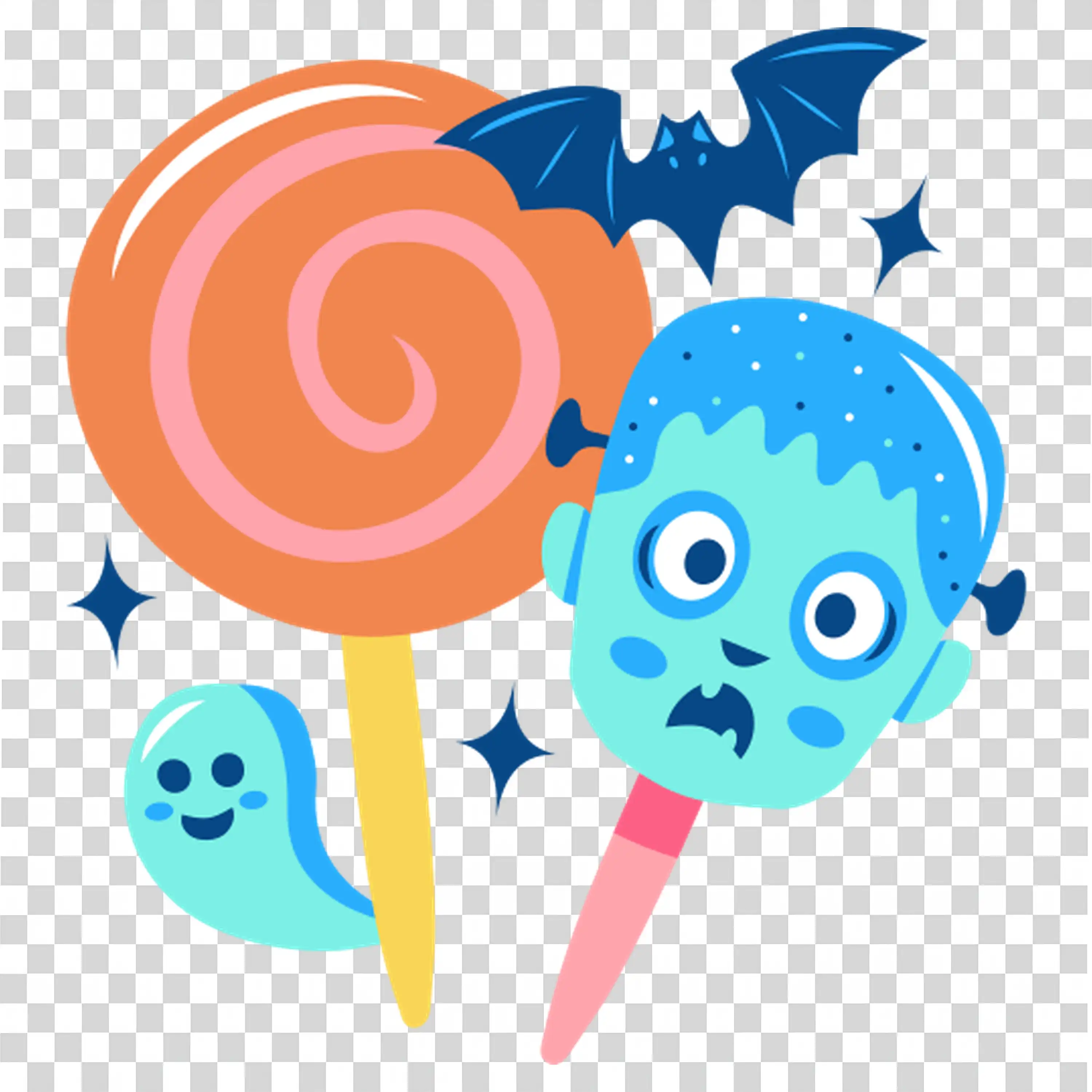 Halloween Lollipop and Cute Monster Character in Fun Design