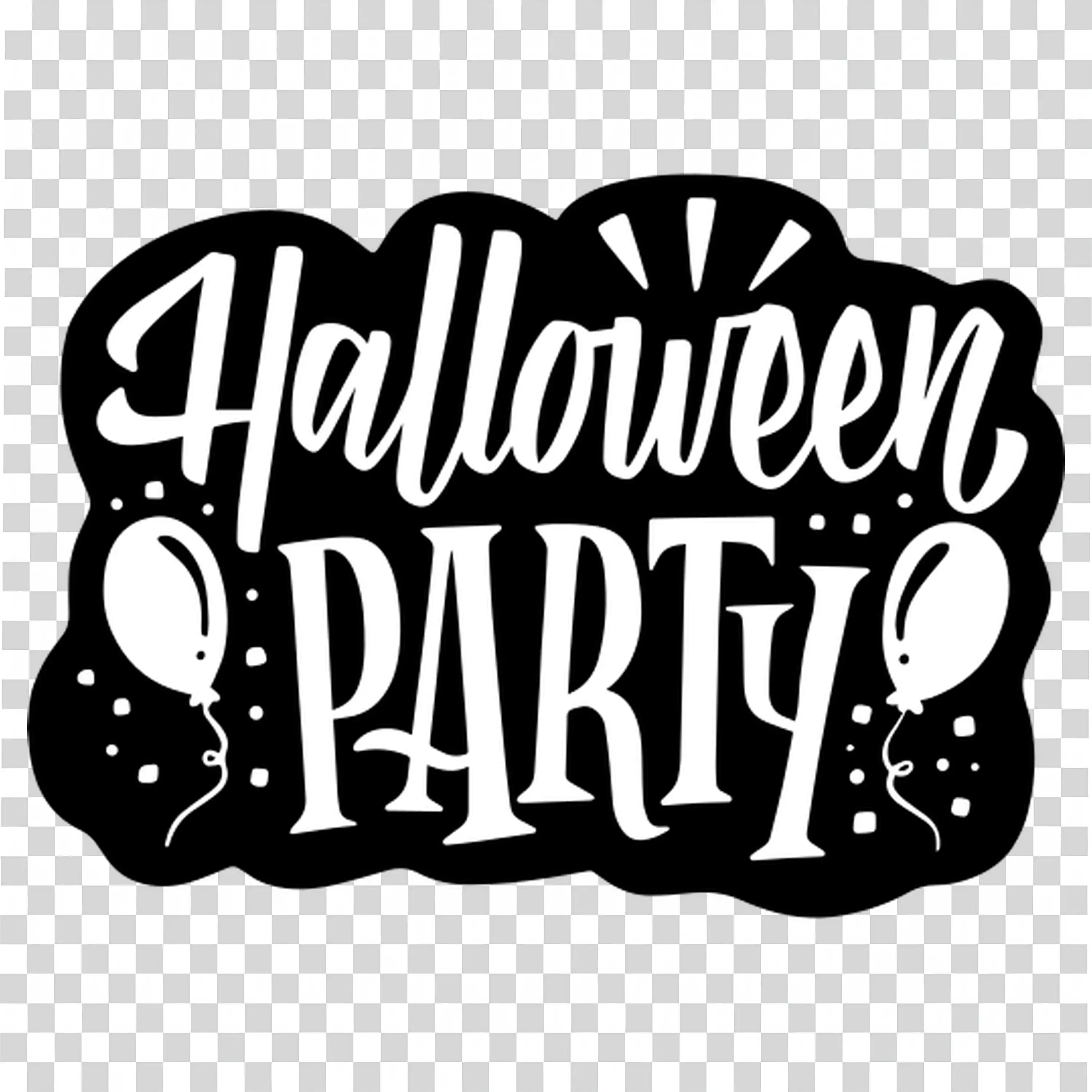 Halloween Party Lettering in Black and White Artistic Style