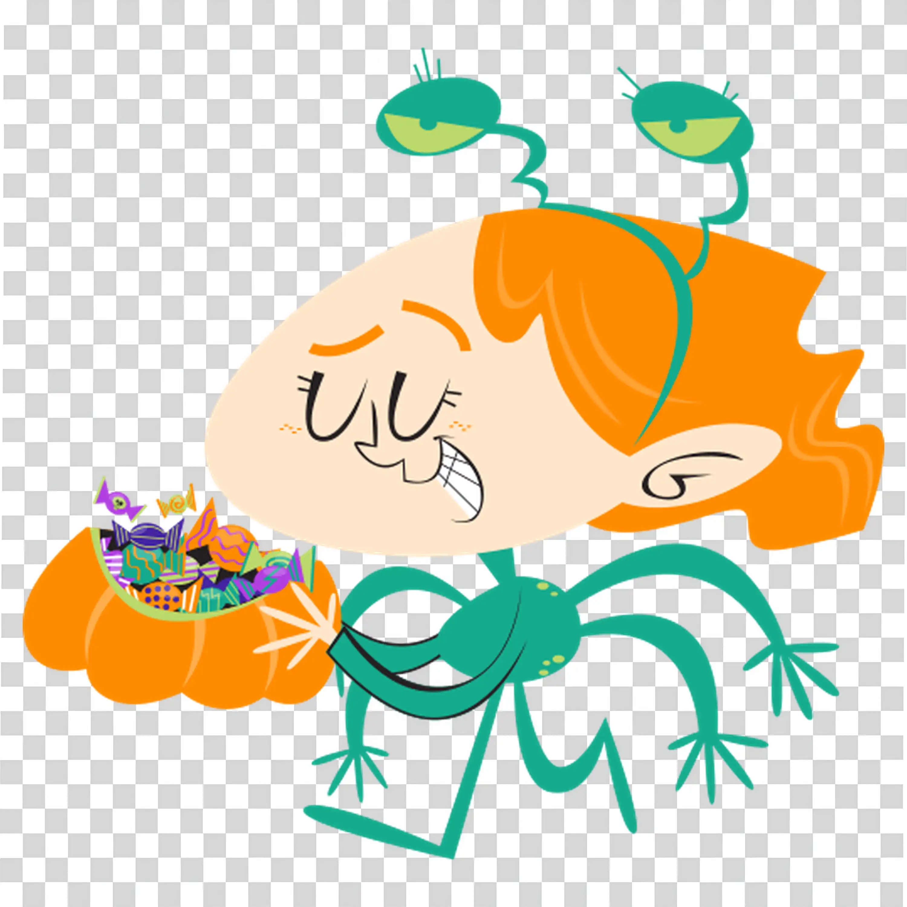 Halloween Pumpkin Character with Cute Facial Expression