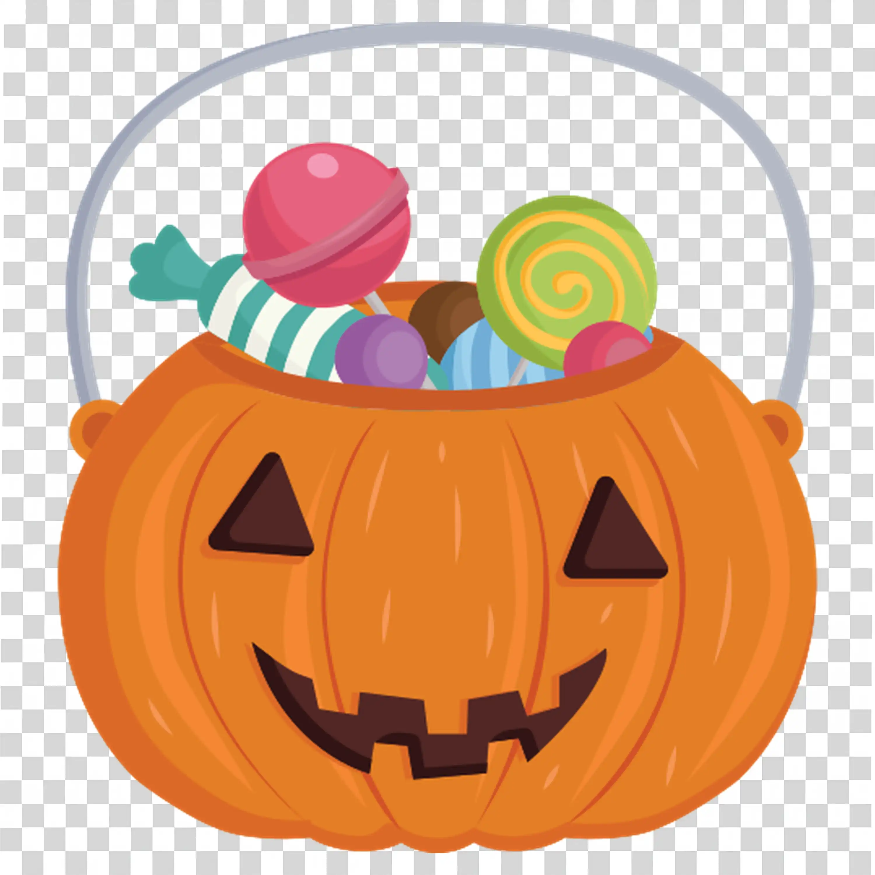 Halloween Pumpkin Character with Face and Colorful Design