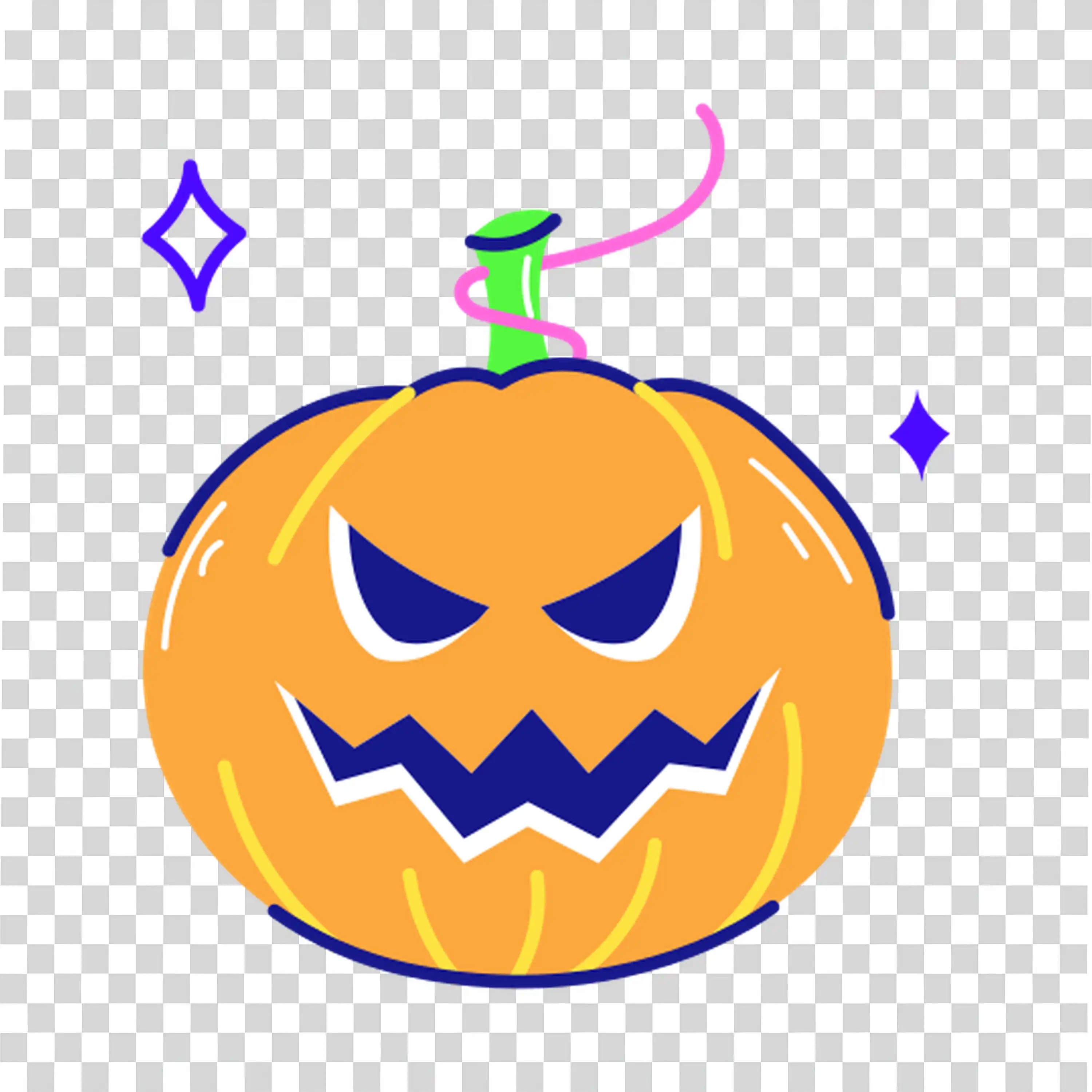 Halloween Pumpkin Character with Spooky Face for Fun