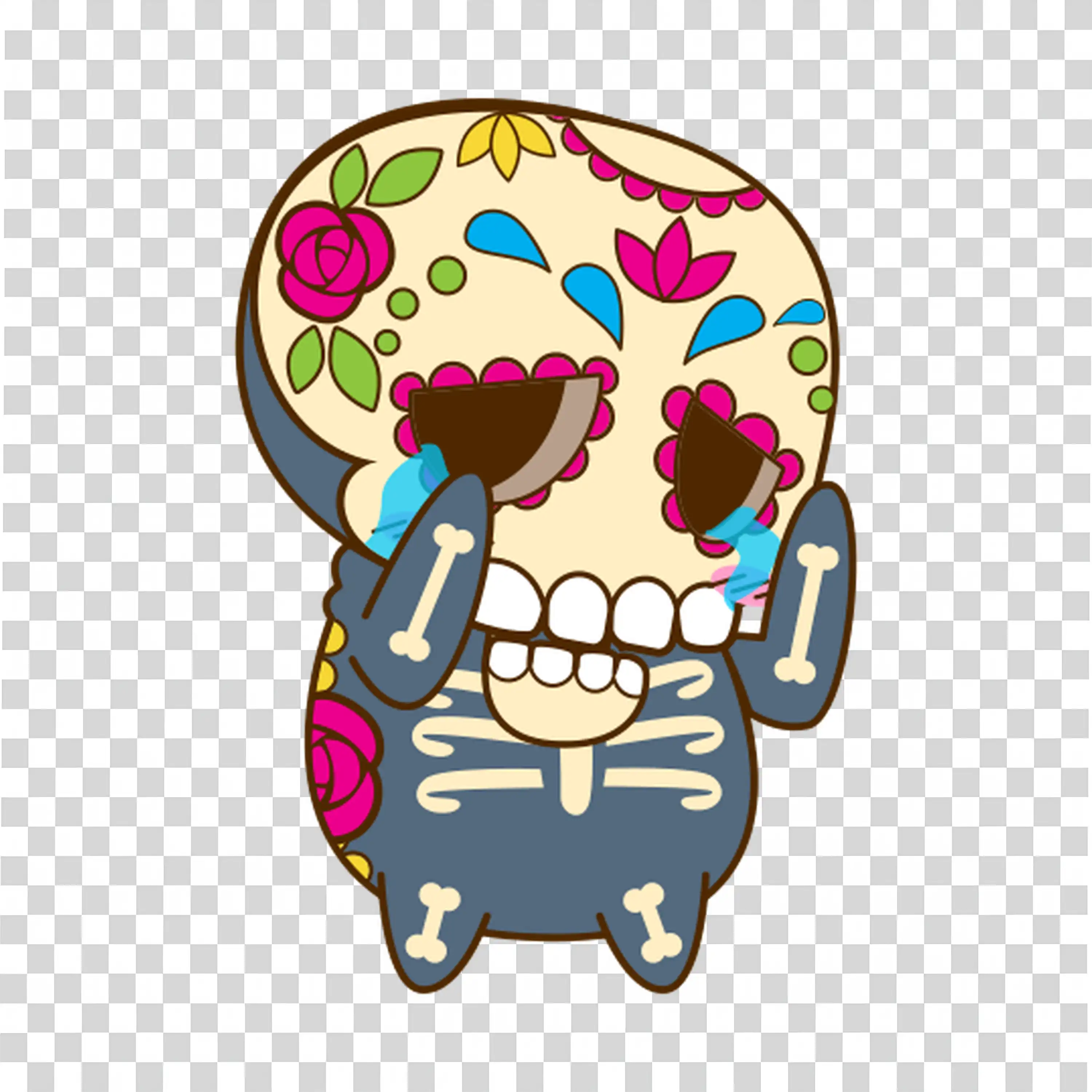 Halloween Pumpkin Head Character with Colorful Skull Design