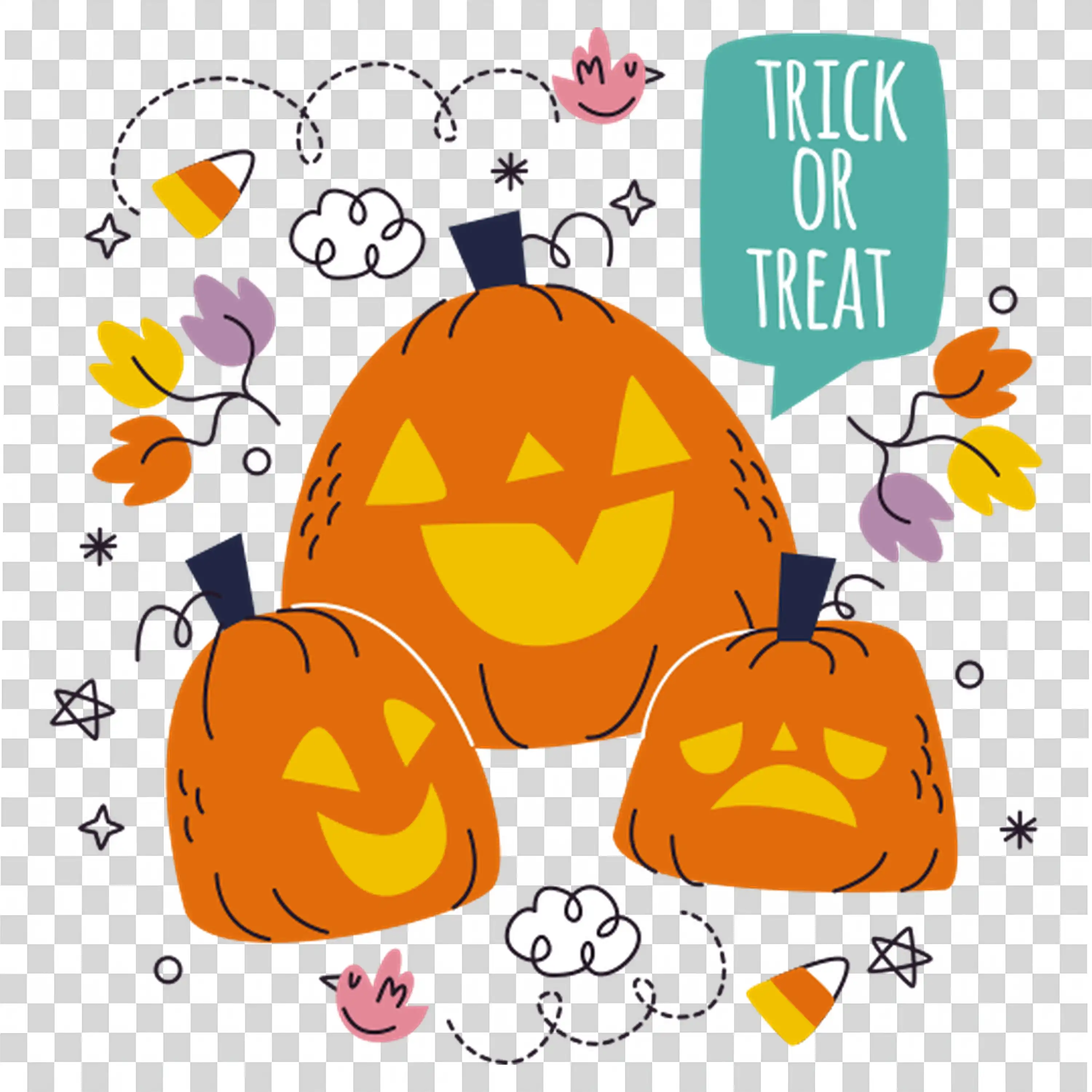 Halloween Pumpkin Patch and Trick or Treat PNG Free Download
