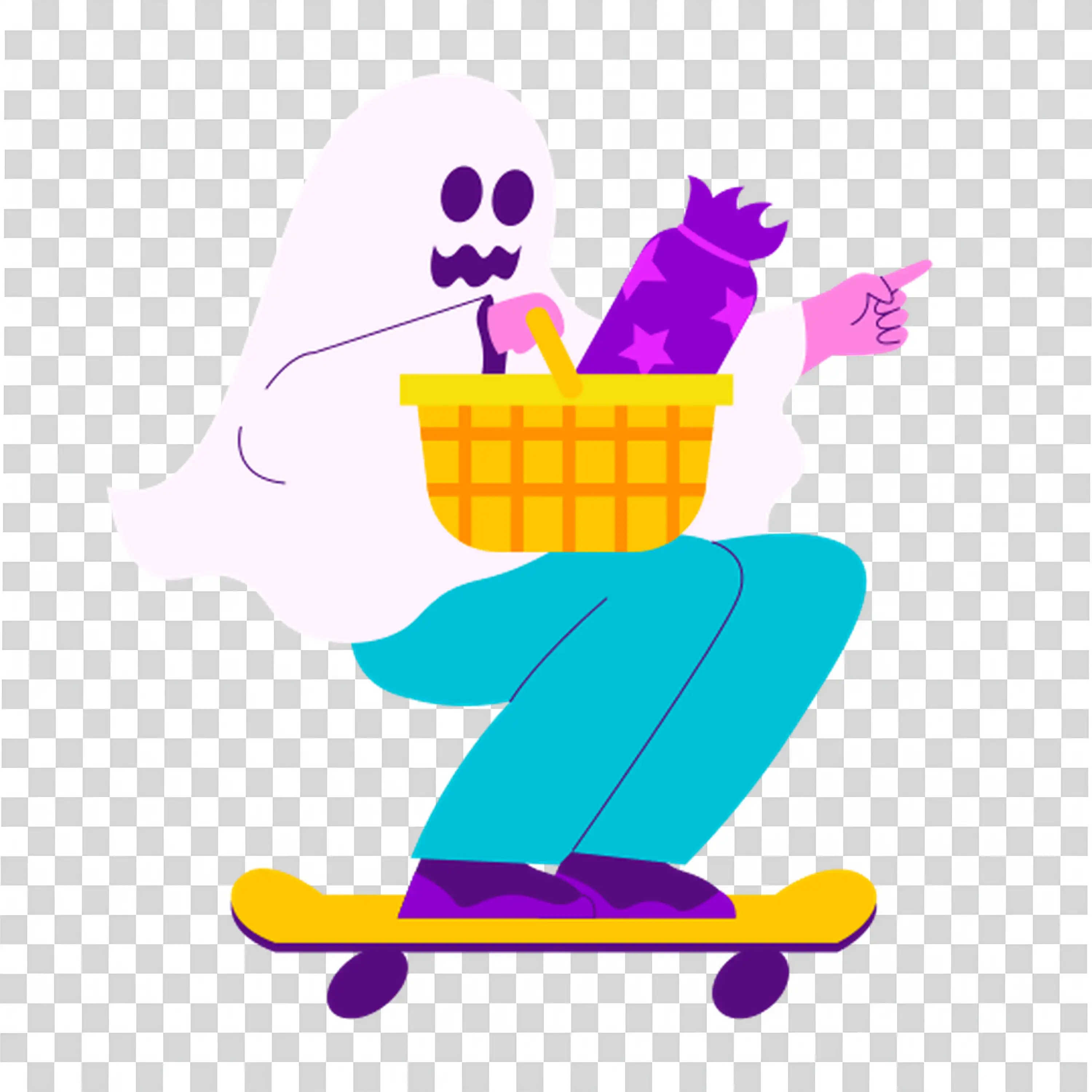 Halloween Roller Skating Character with Pumpkin for Spooky