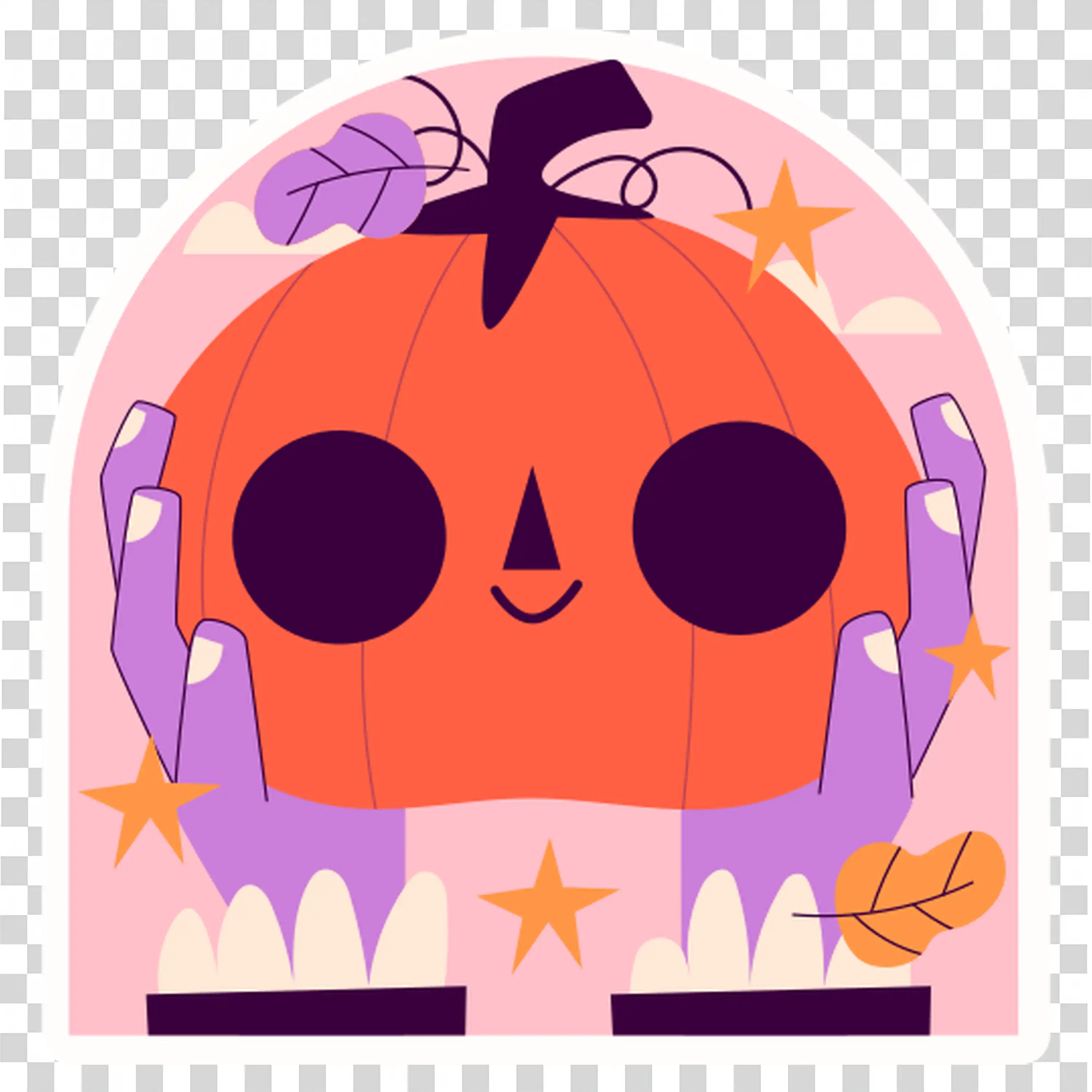 Halloween Skull Character with Bright Pink and Yellow Colors
