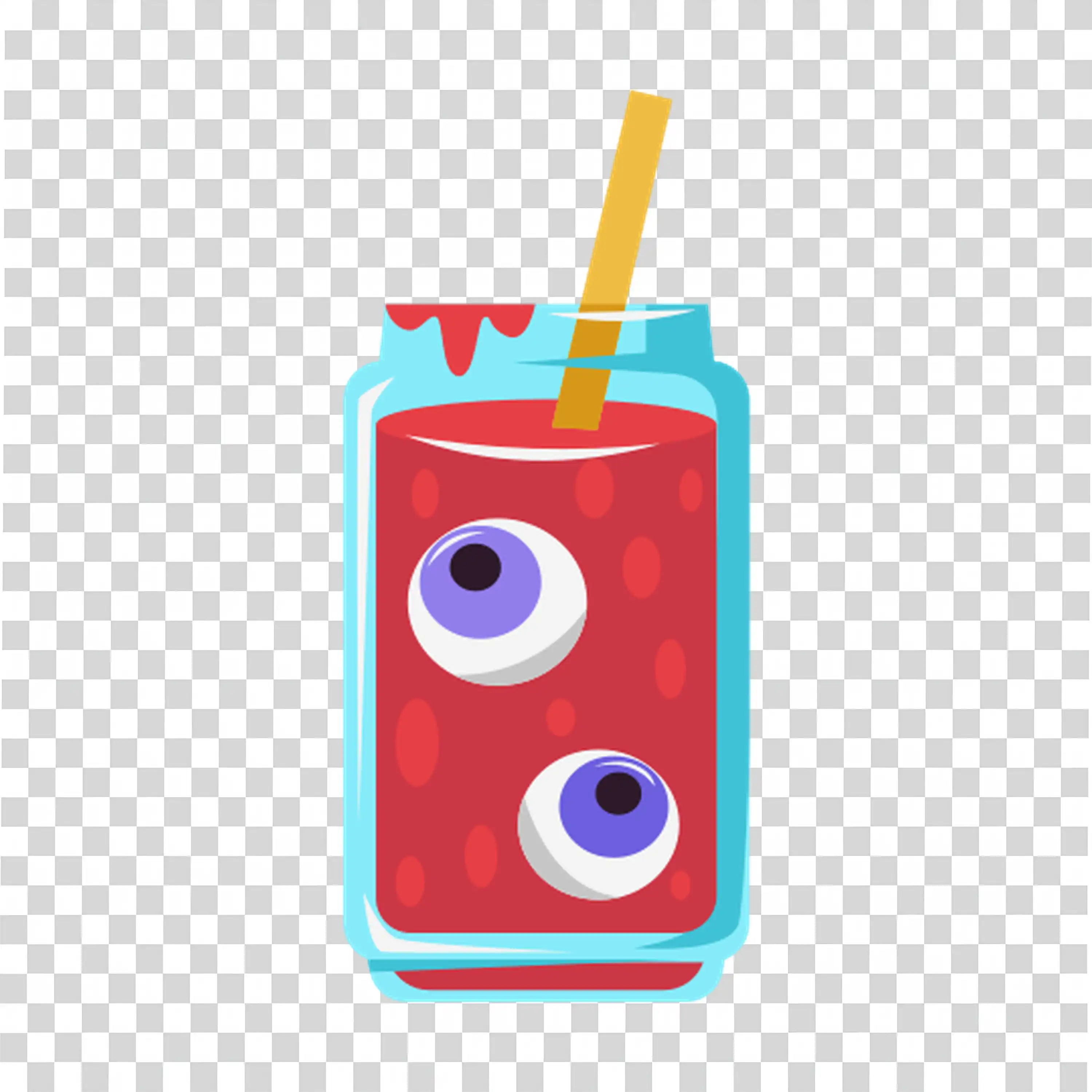 Halloween Themed Soft Drink with Straw and Orange Background