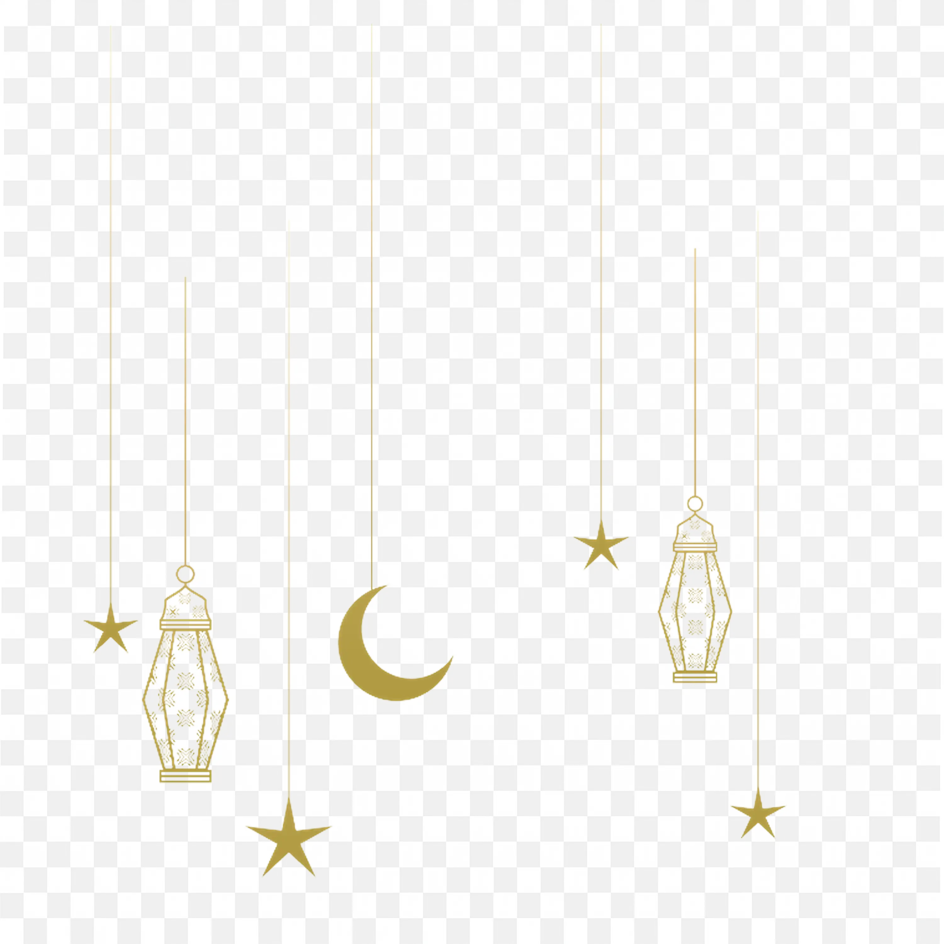 Hanging Golden Crescent Moon Stars Festival Decoration