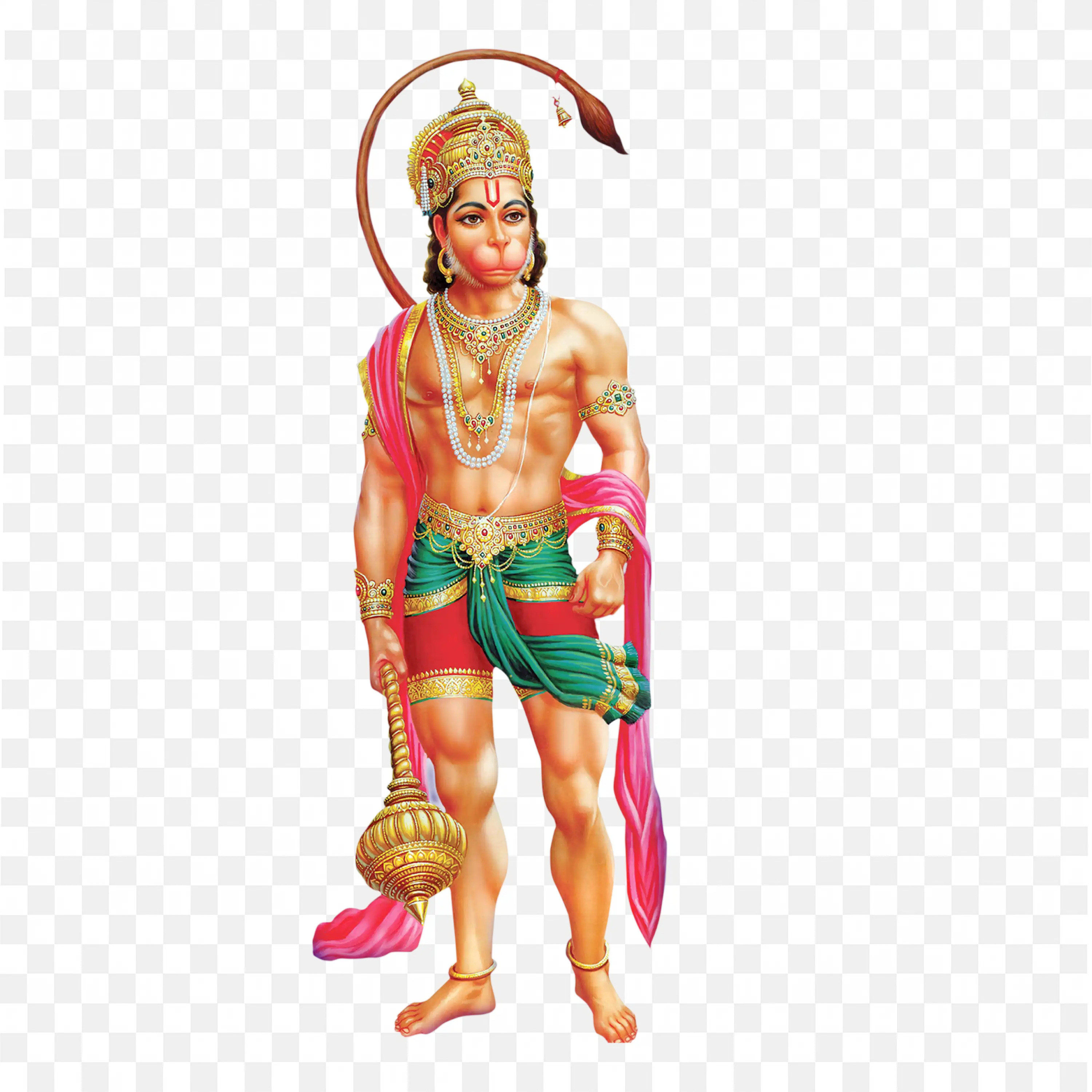 Hanuman Holding Weapon PNG Powerful Hindu Deity Art
