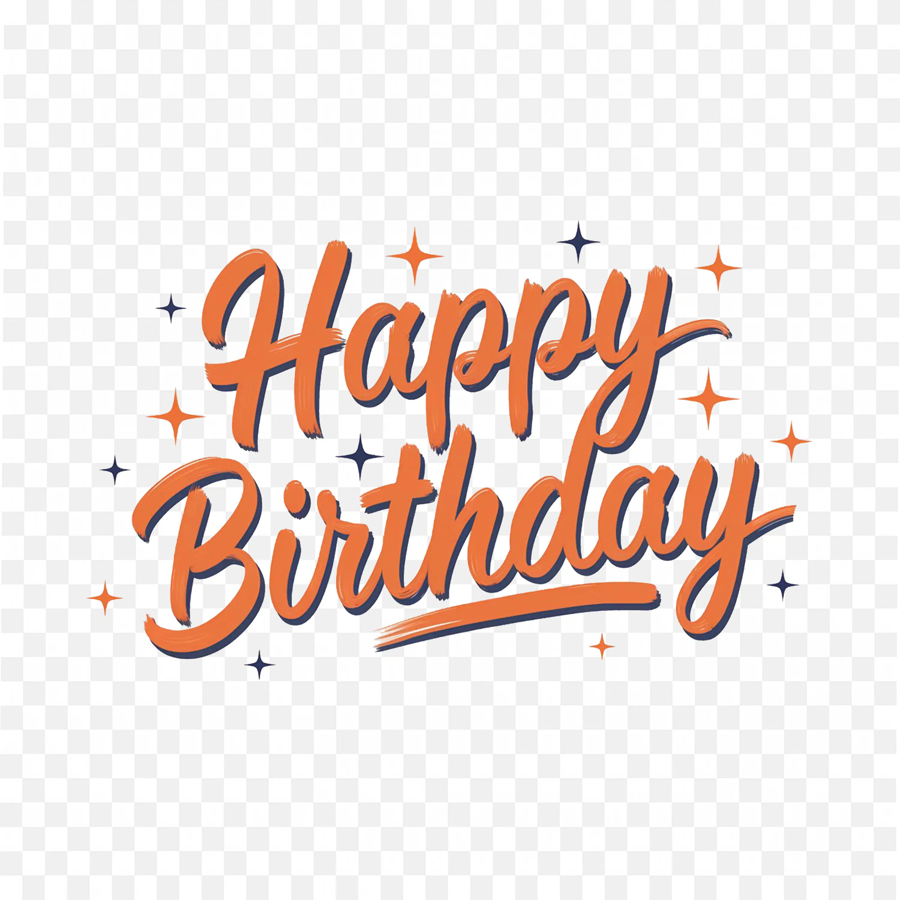 Happy Birthday Cursive Text with Orange Gradient Design