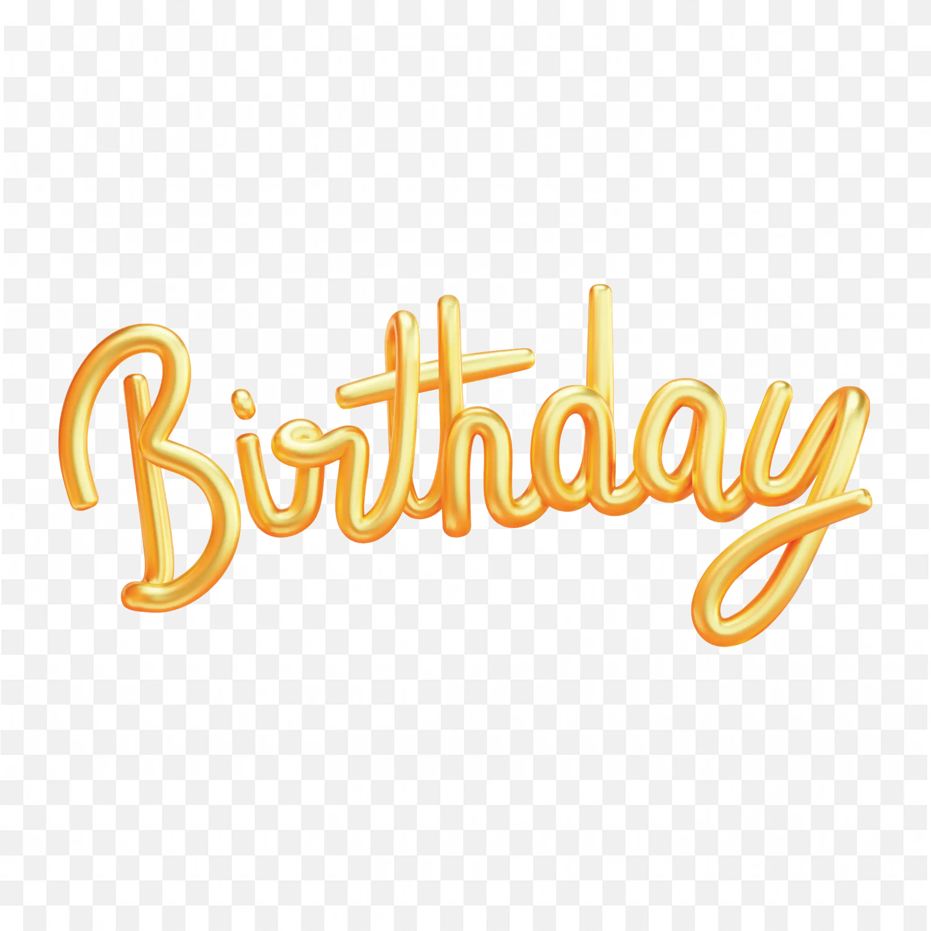 Happy Birthday 3D Golden Text PNG for Celebration Design