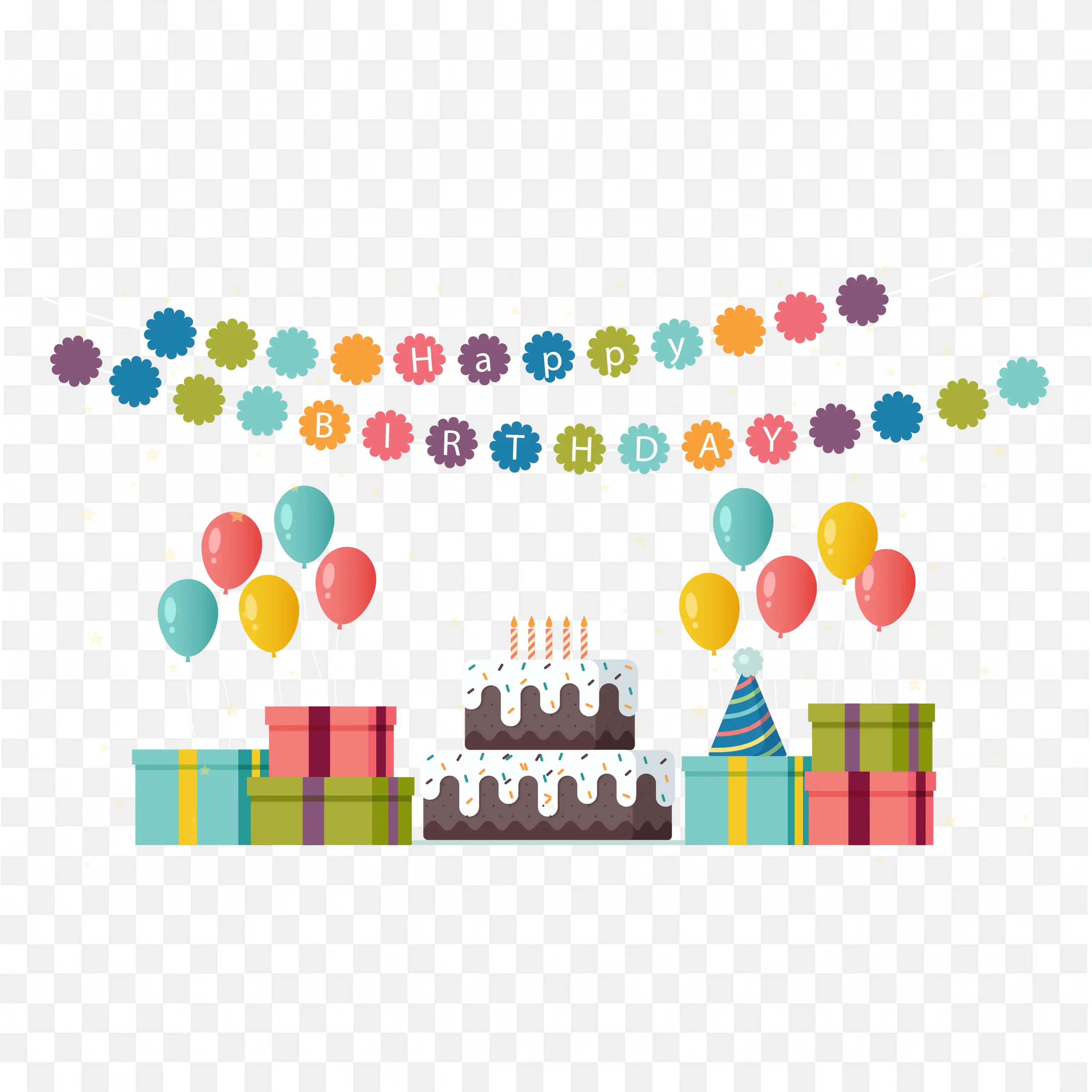 Happy Birthday Scene Festive Card Invitation and Decor Art