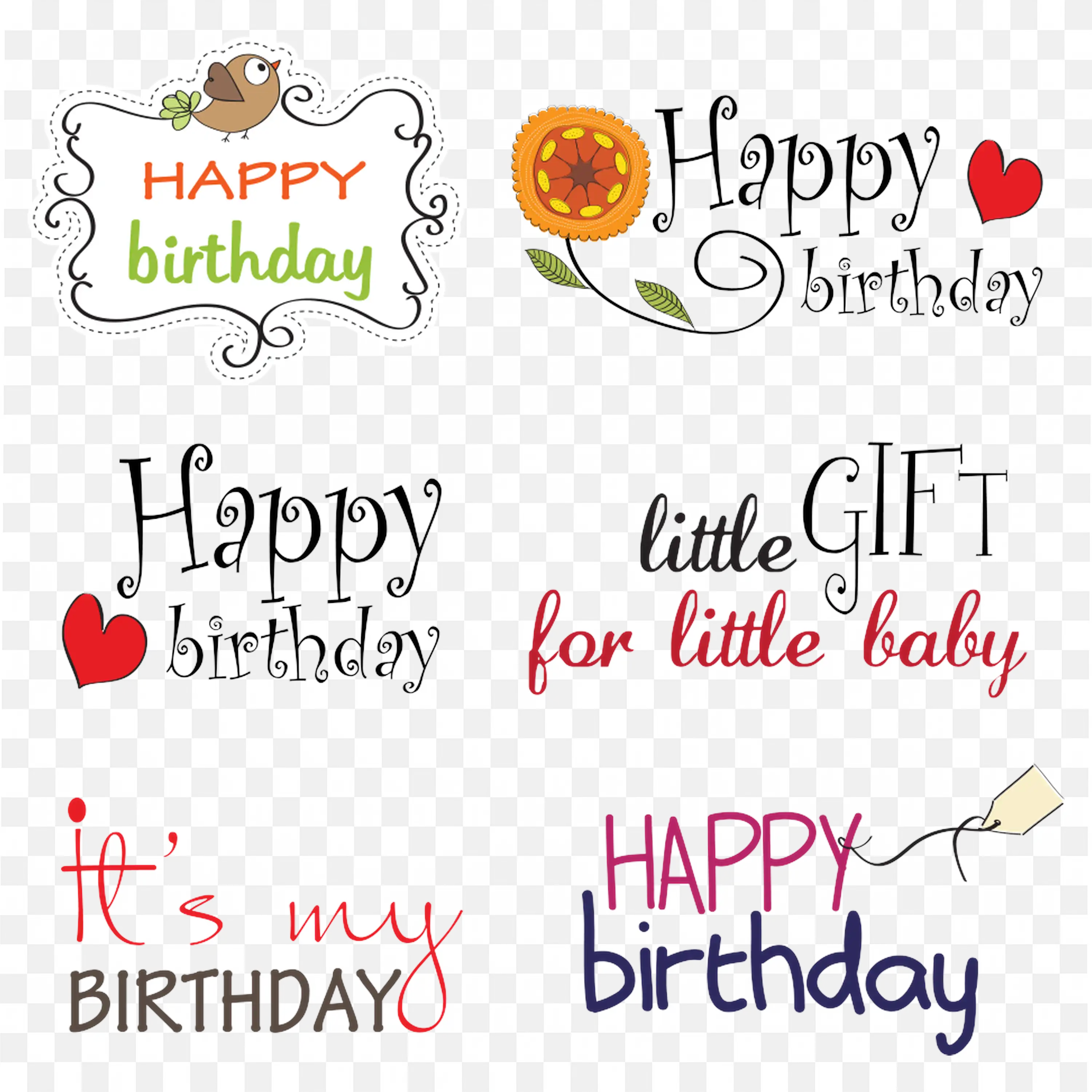 Happy Birthday Signage Multi Font Stock Illustrations PNG