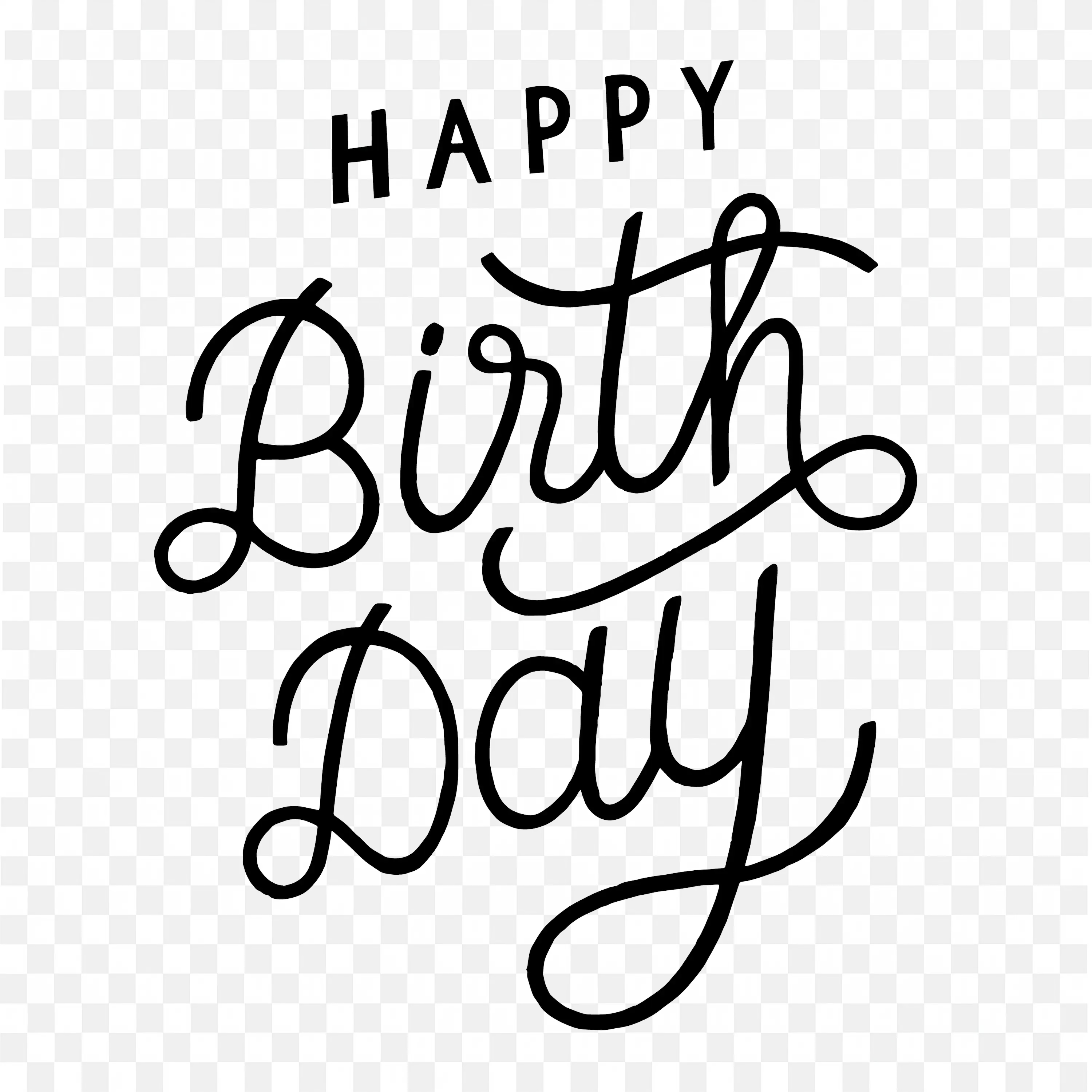 Happy Birthday Text Banner Handwritten Style Isolated PNG