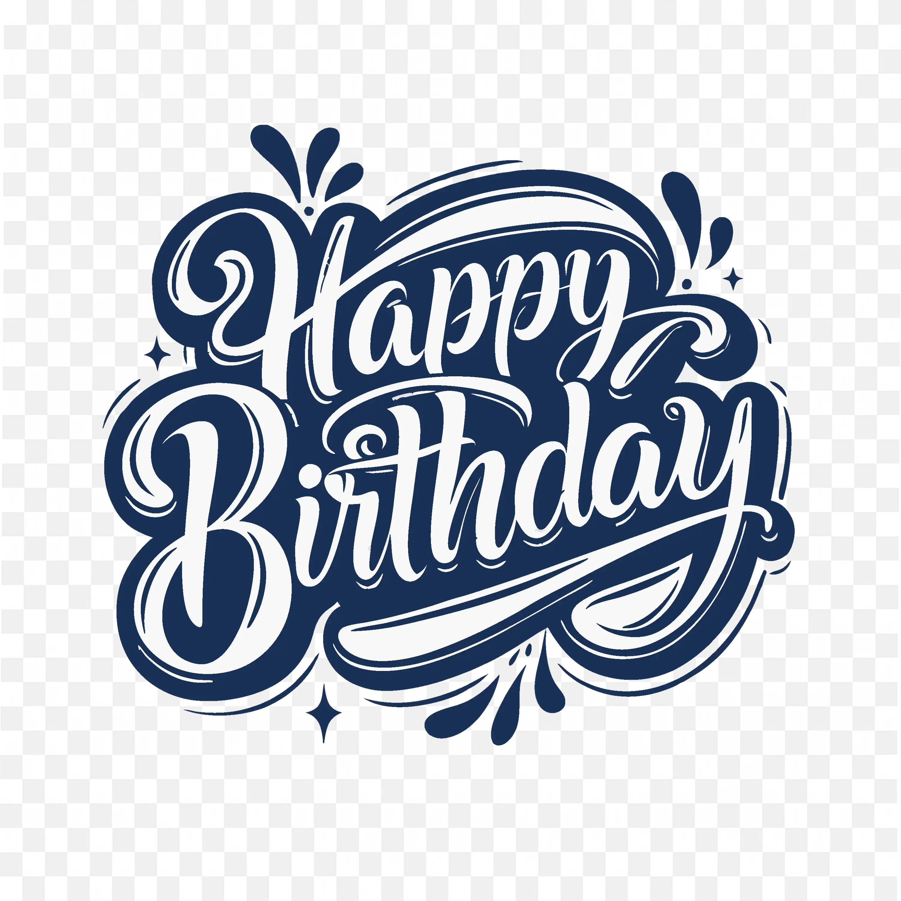 Happy Birthday Text Design PNG for Cards and Decor