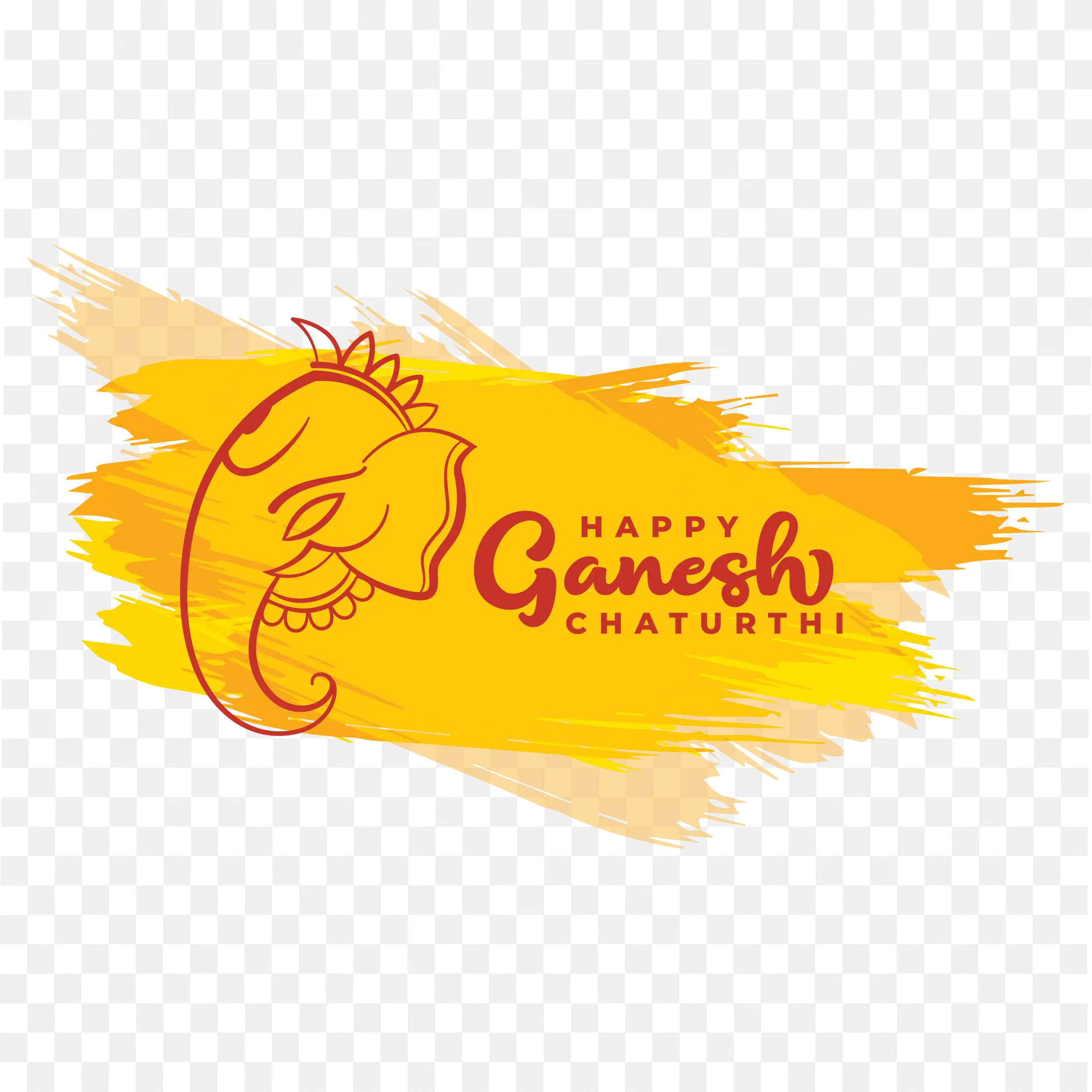 Happy Ganesh Chaturthi Banner in Golden Color Template