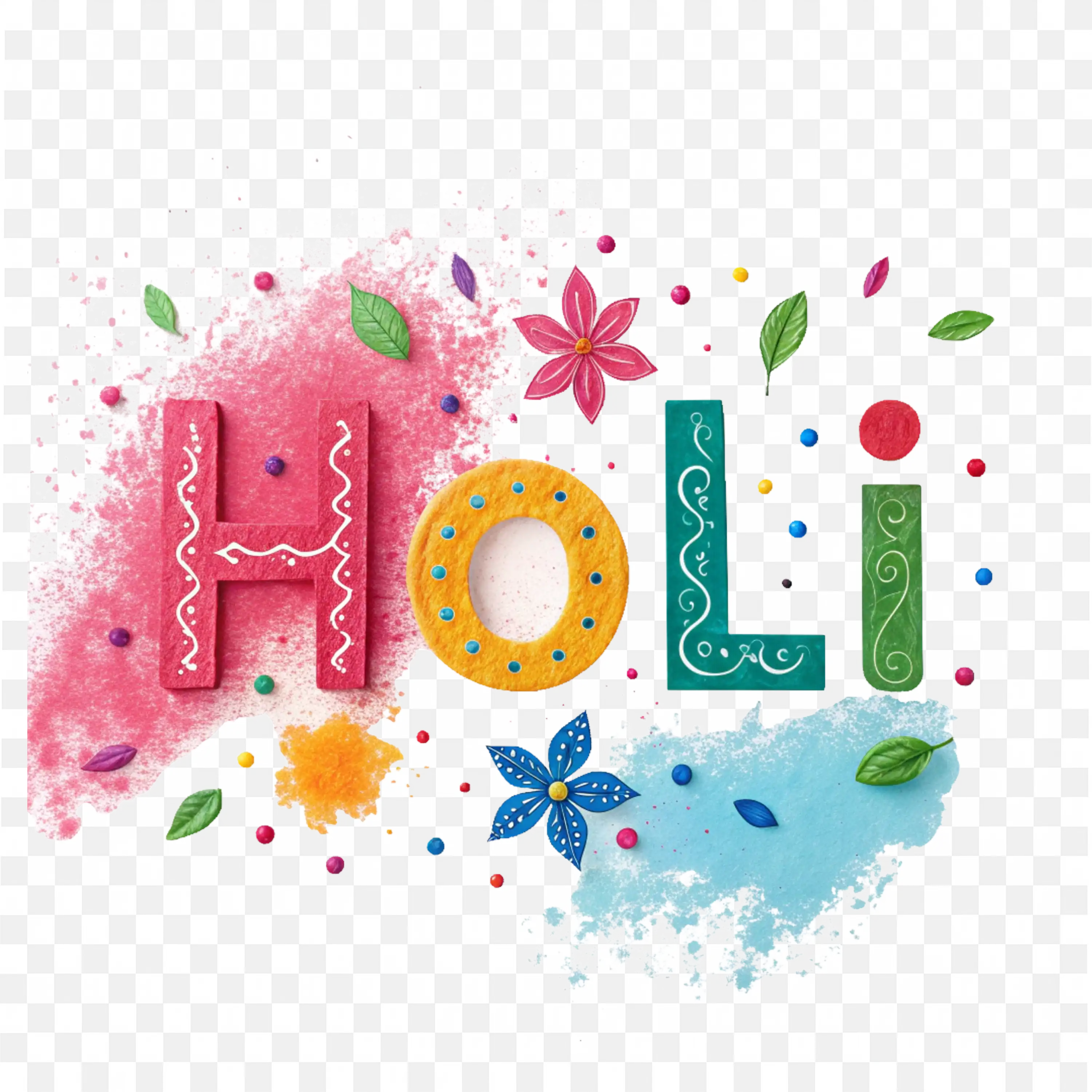 Happy Holi Greeting ArtFestive Colorful Celebration PNG