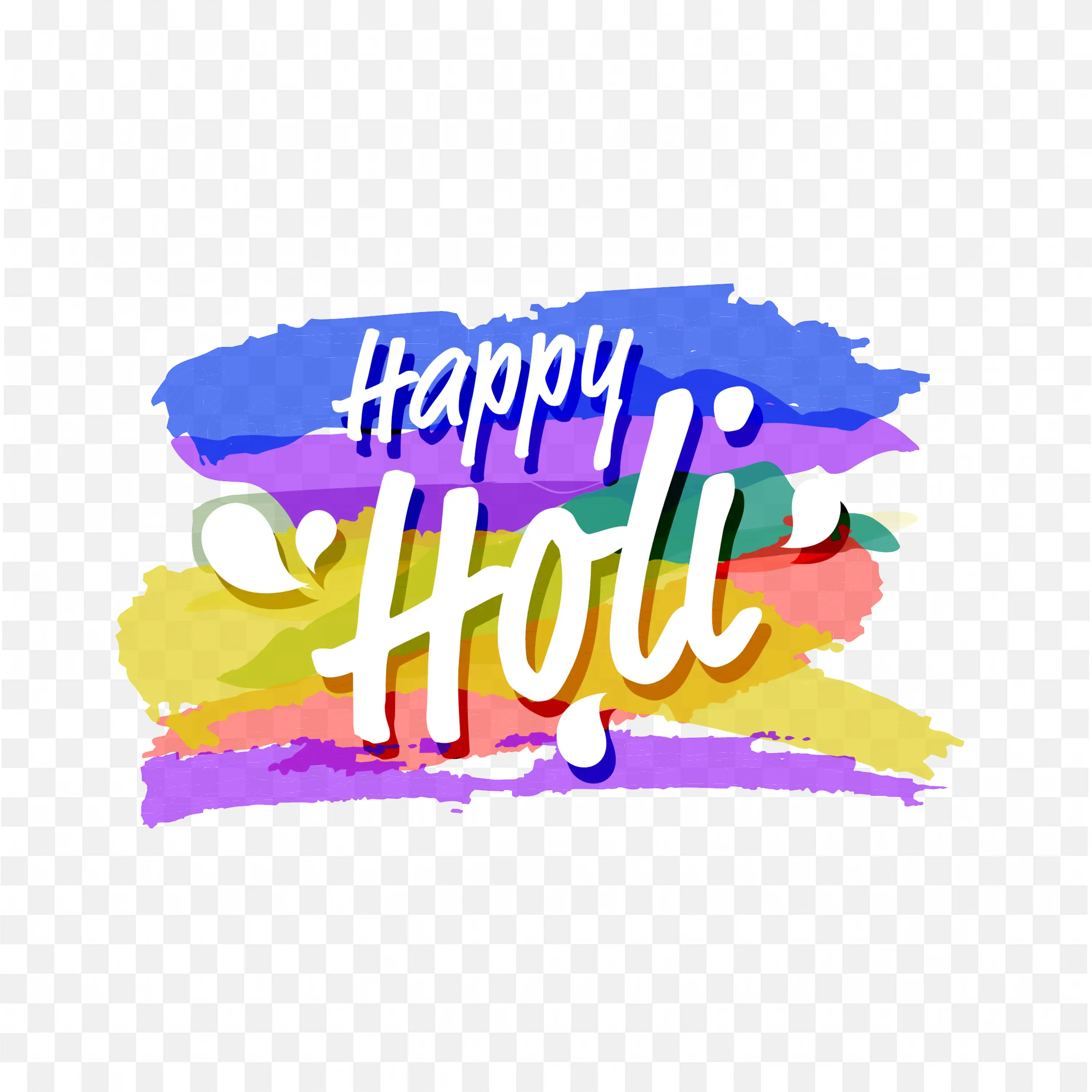 Happy Holi Lettering Colorful Celebration PNG Design