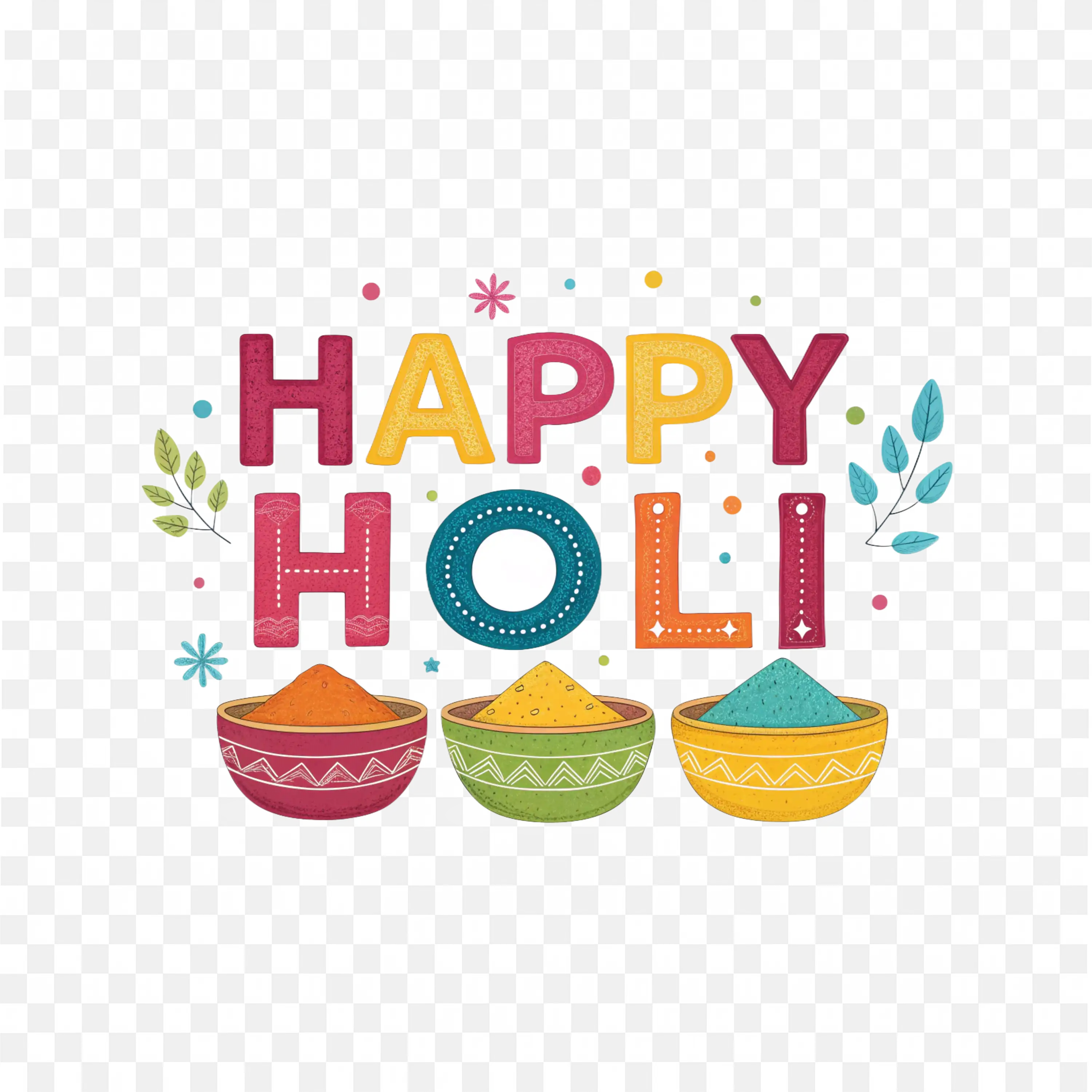 Happy Holi PNG Text Colorful Festival Photo Design