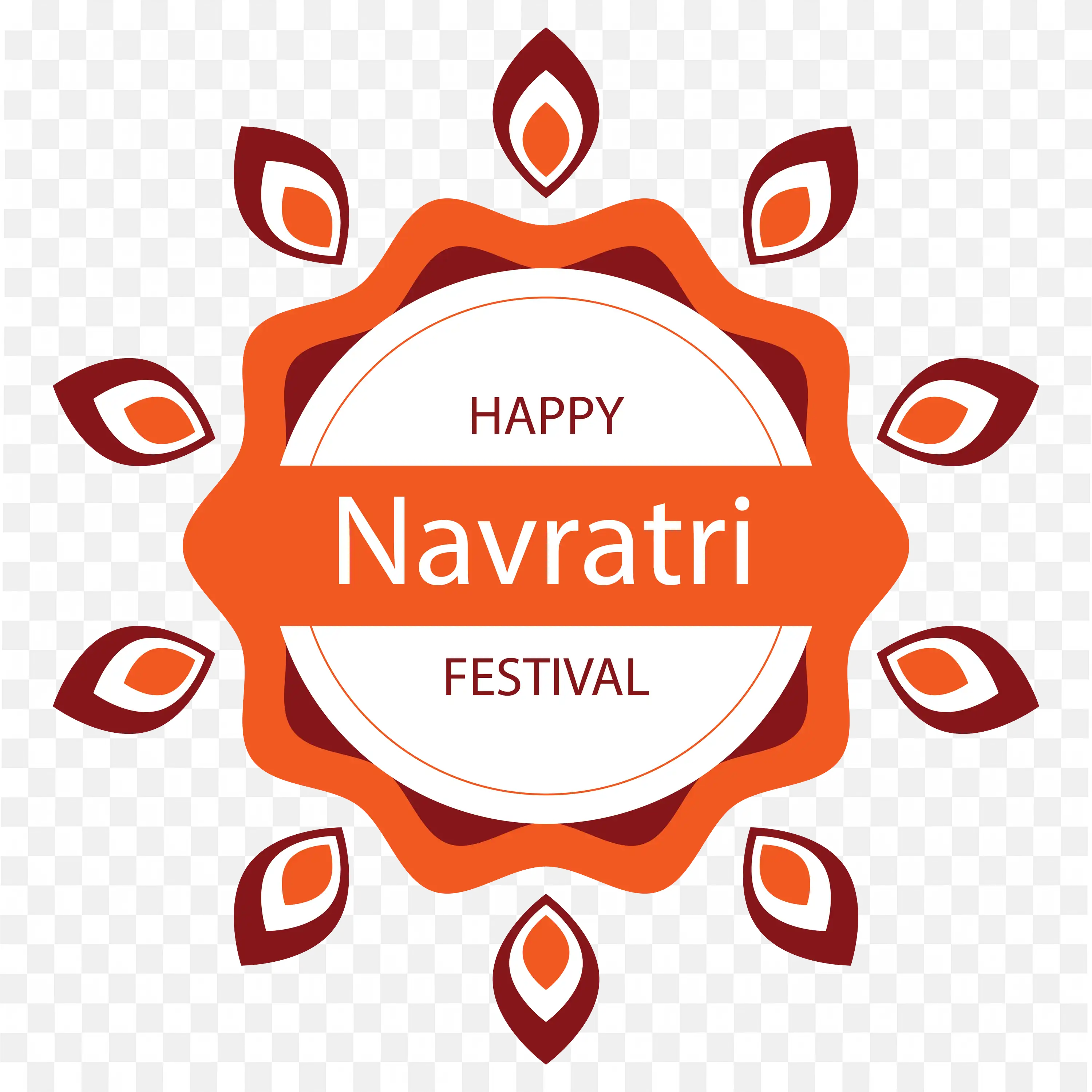 Happy Navratri Label Design Traditional Festive Art