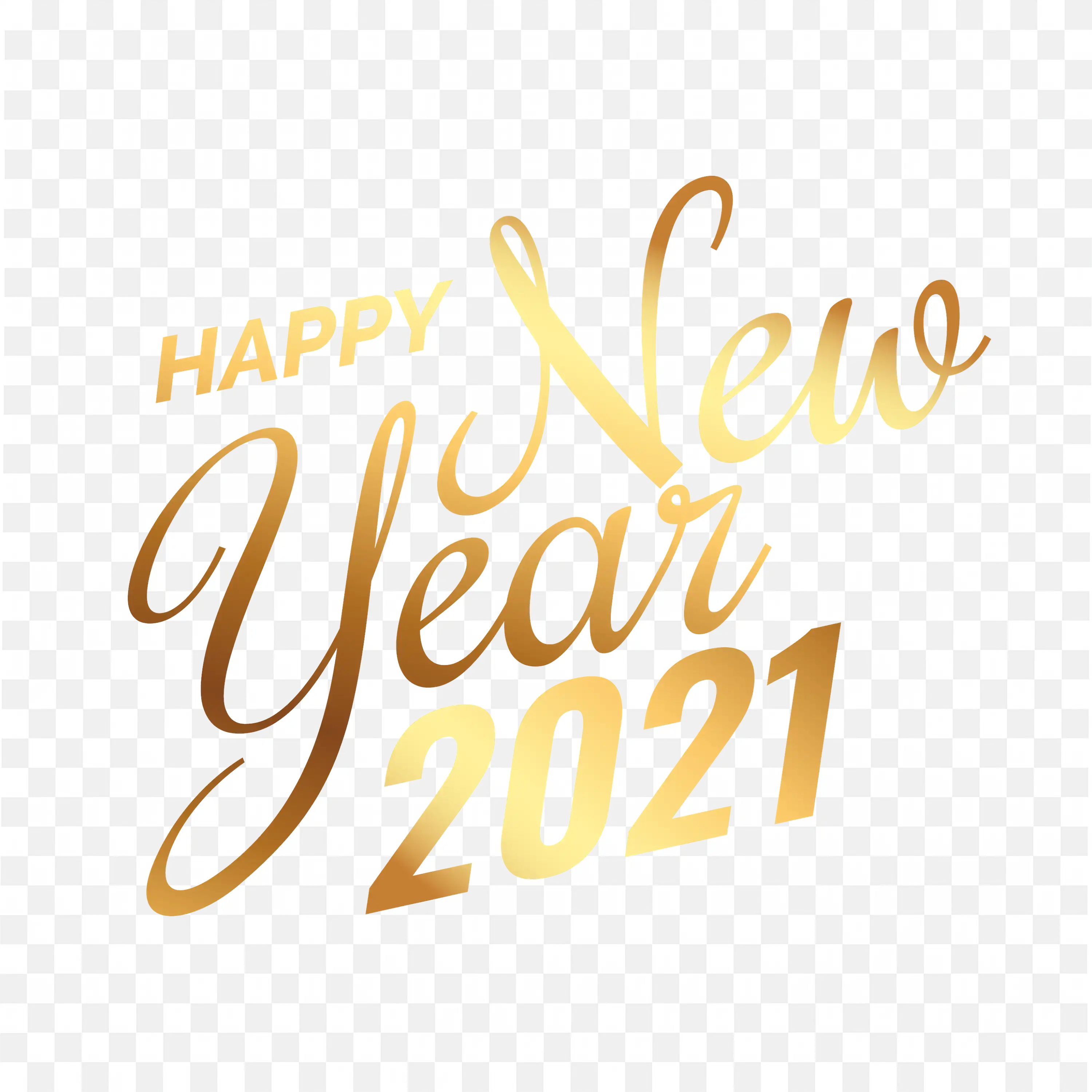 Happy New Year Graphic with Golden Stylized Font PNG