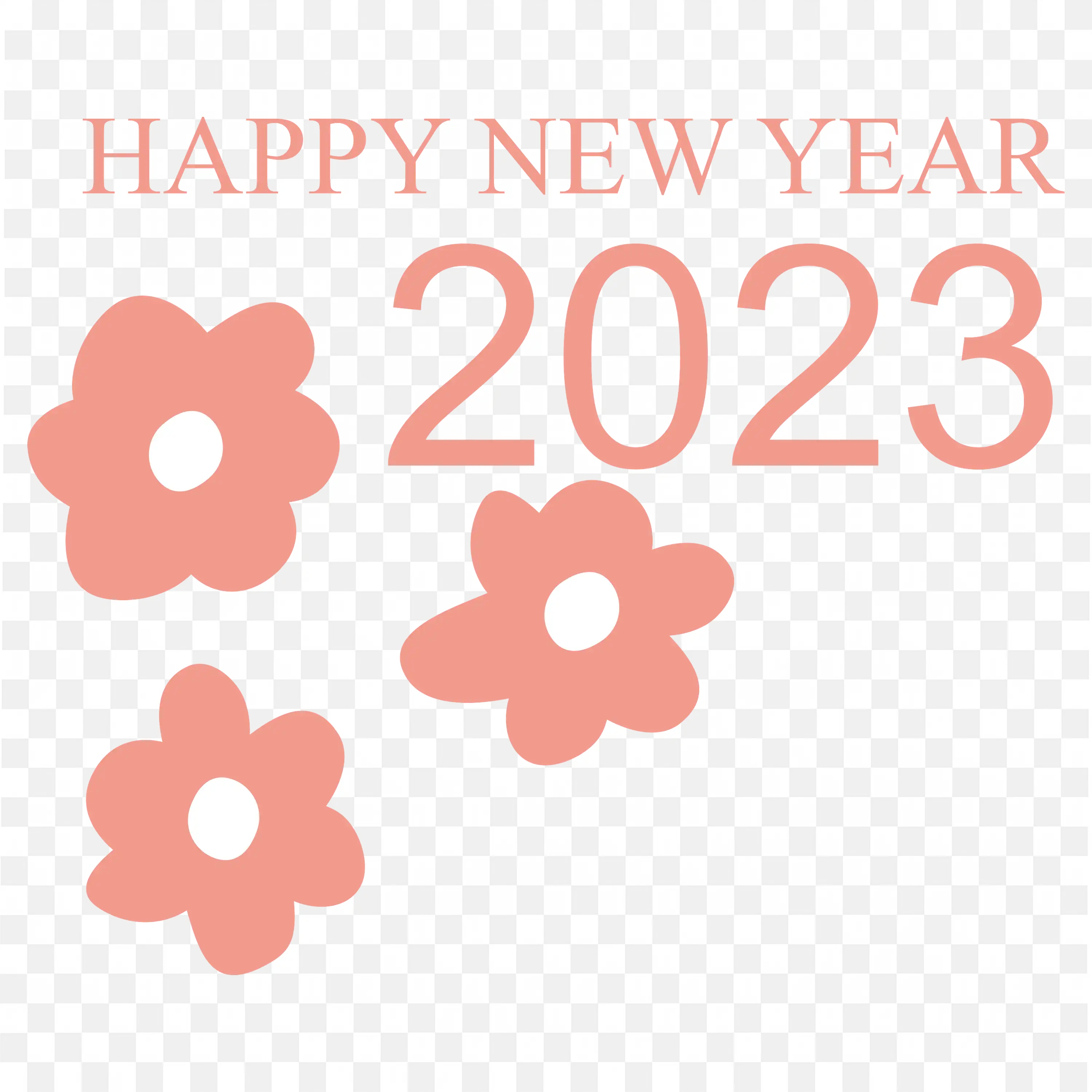 Happy New Year Pink Flowers Blossom Celebration PNG