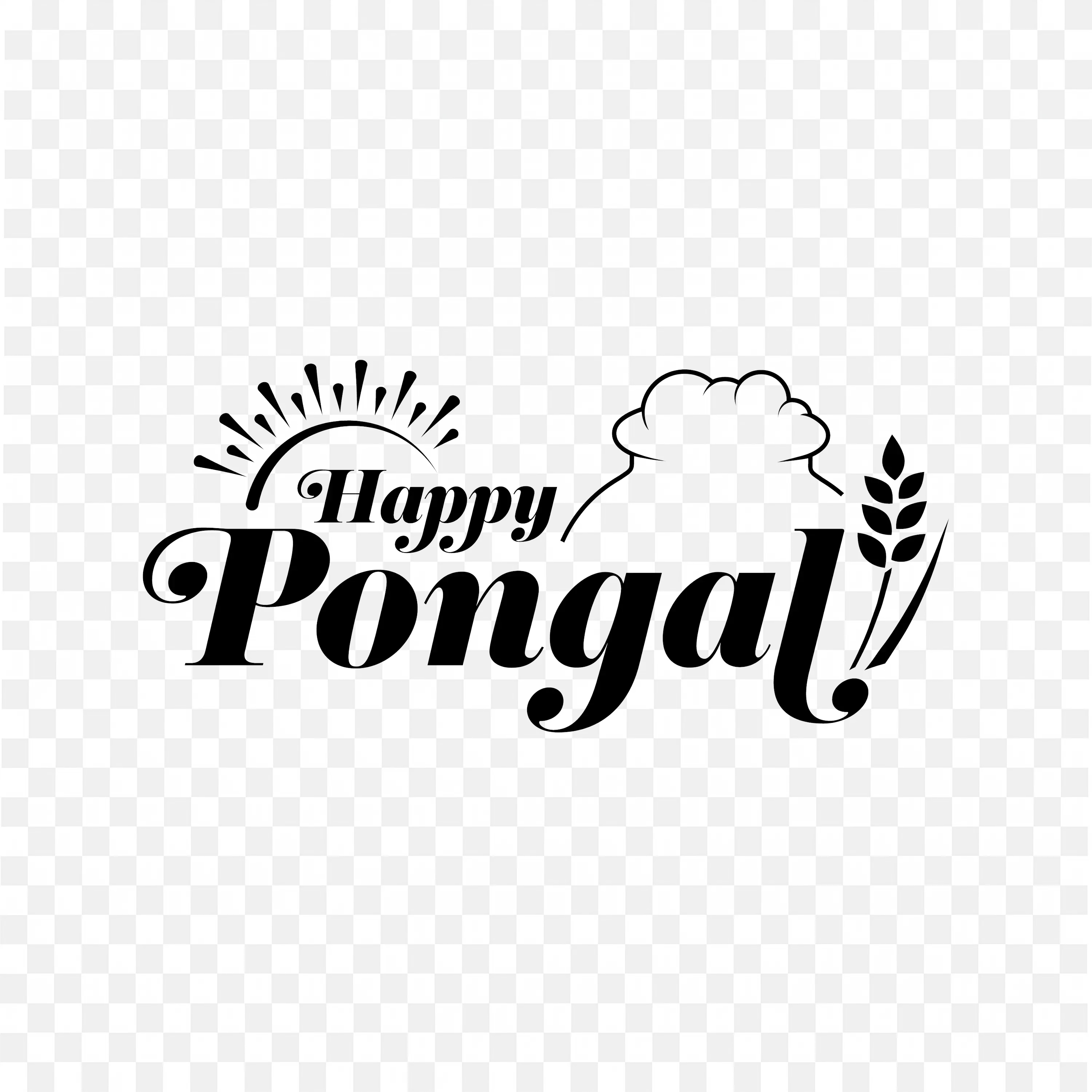 Happy Pongal Block Text PNG Free Download for Festival