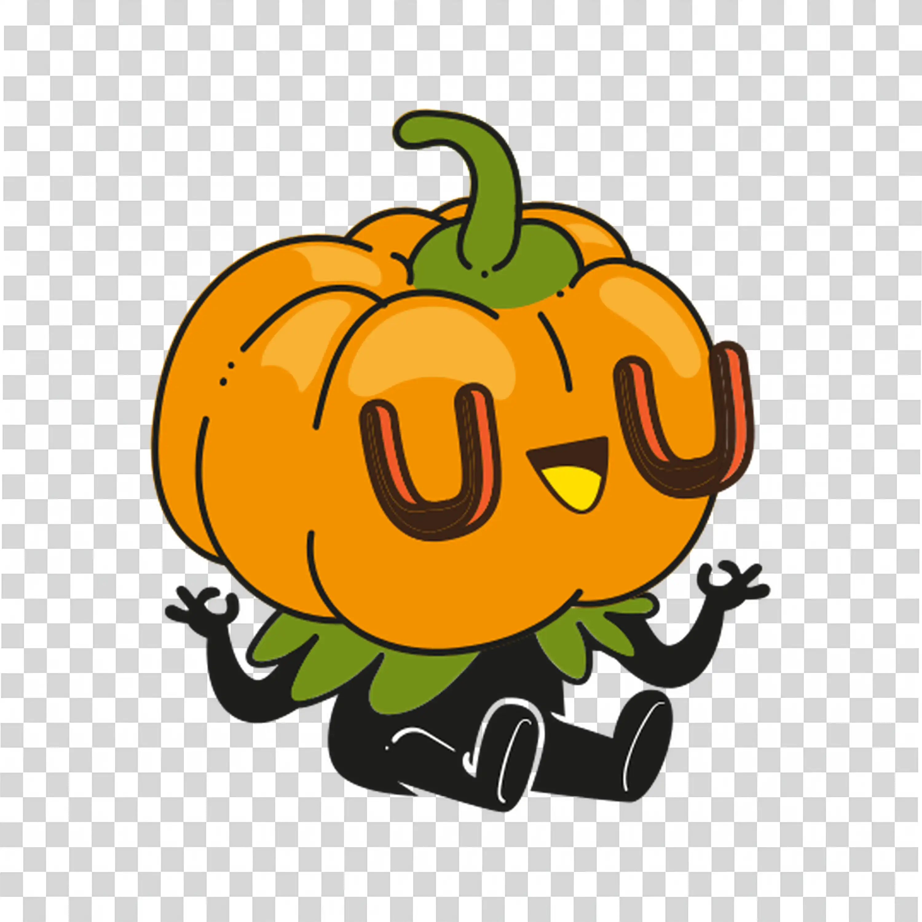 Happy Pumpkin Character for Halloween Celebration PNG