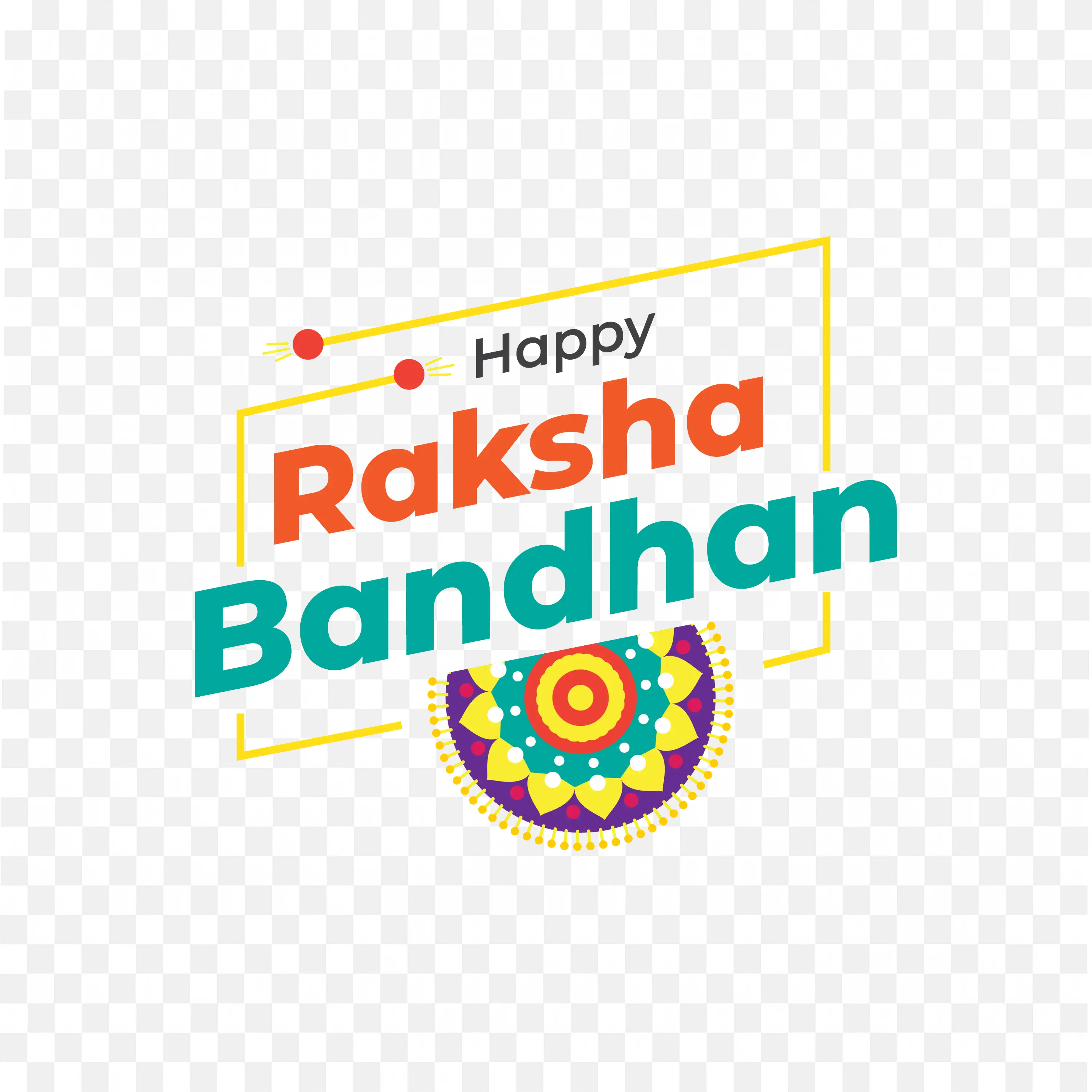 Happy Raksha Bandhan Red and Blue ColorText Greeting PNG