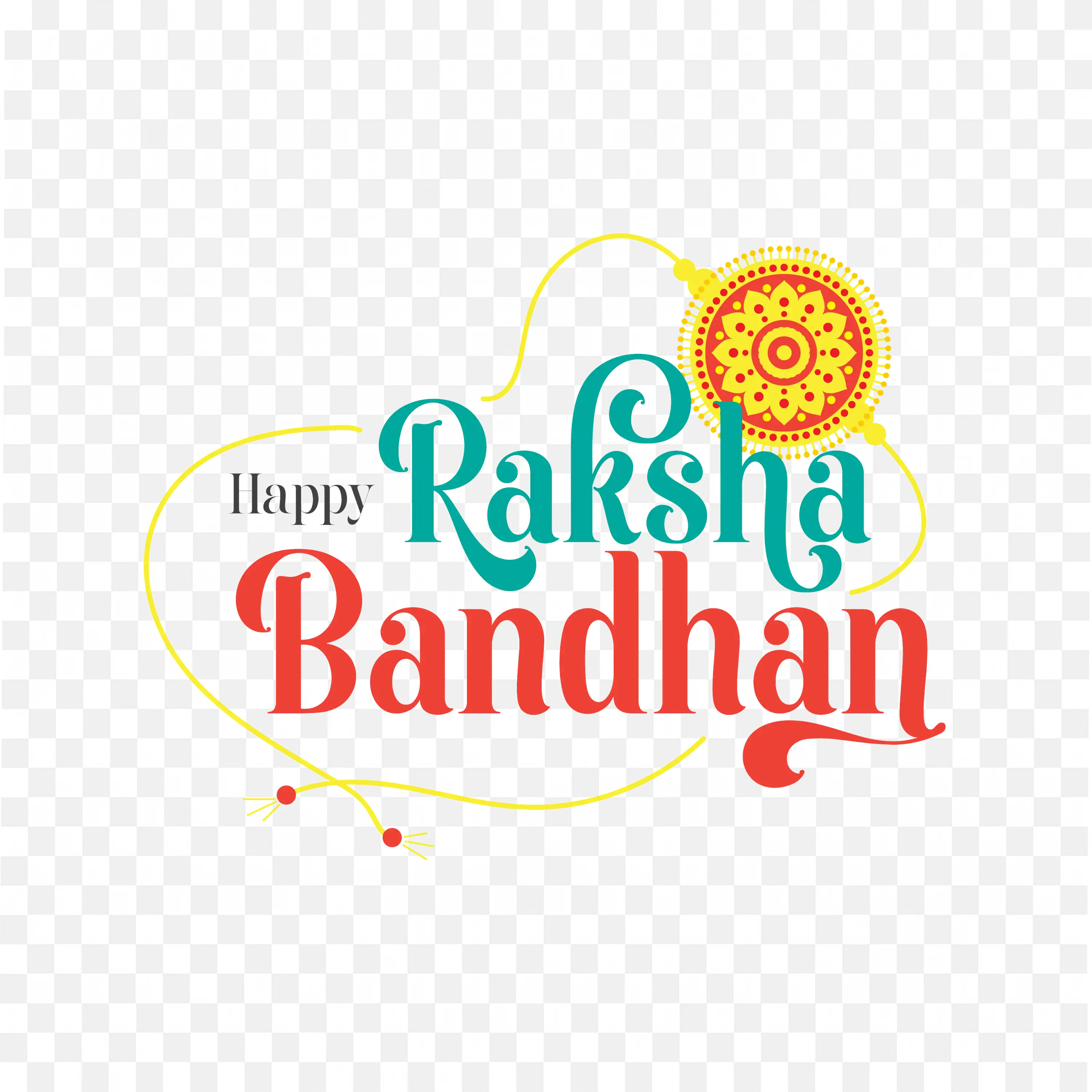 Happy Raksha Bandhan Text Colorful Festive Typography Art