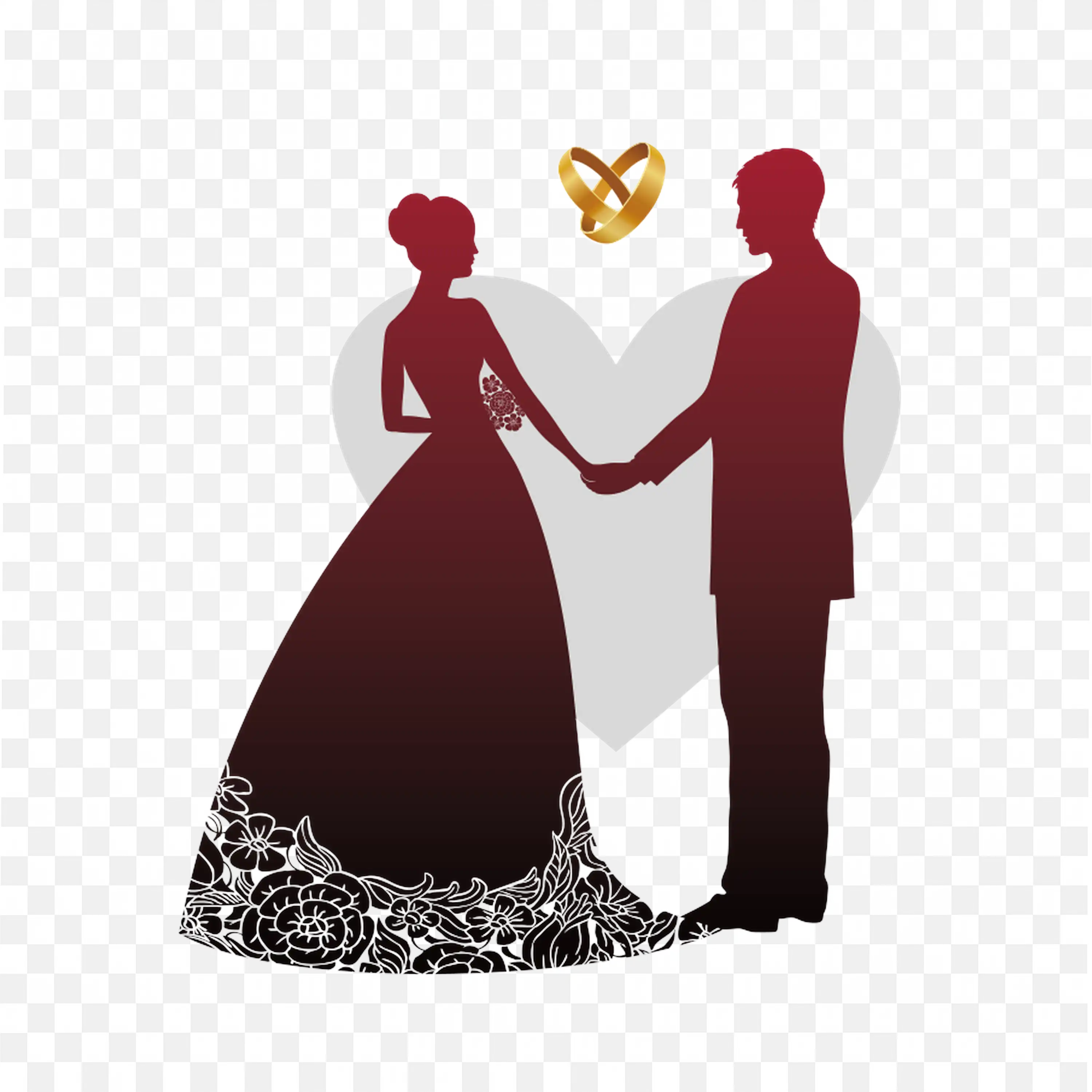 Happy Wedding Invitation Clip Art Bride and Groom PNG