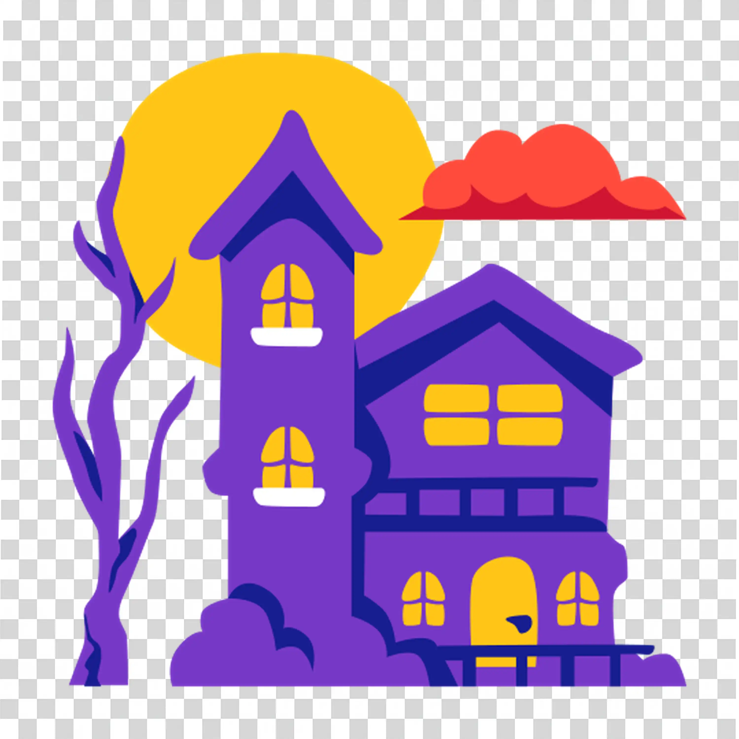 Haunted House with Eerie Windows Glowing for Halloween