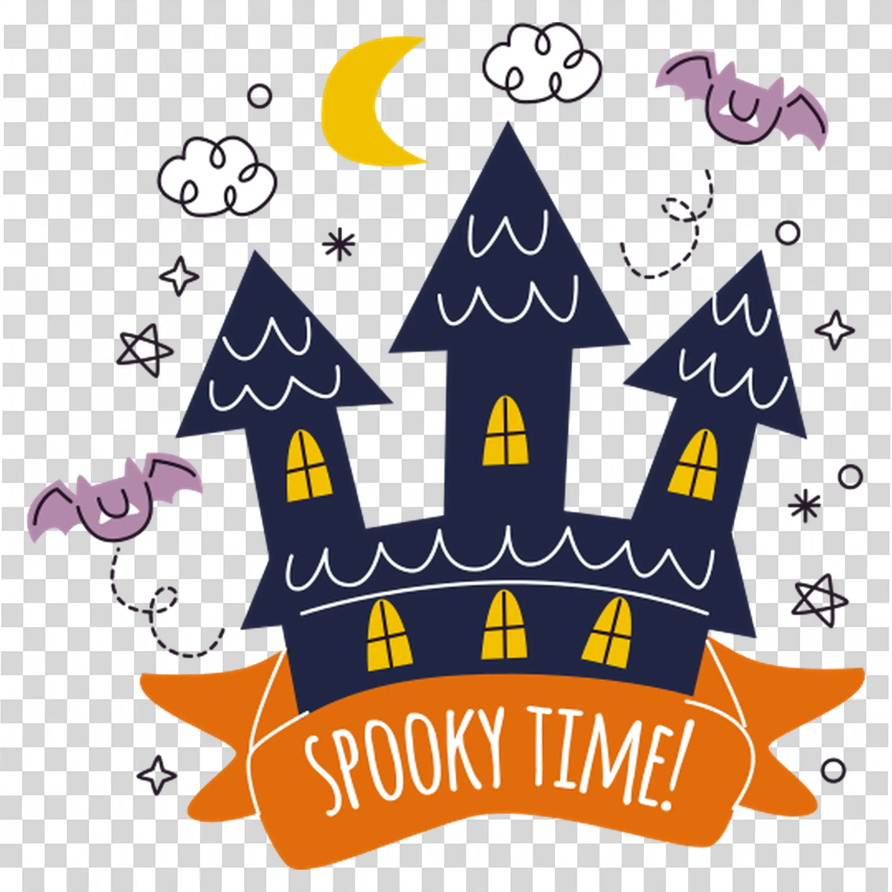 Haunted House with Pumpkins for a Spooky Halloween Time