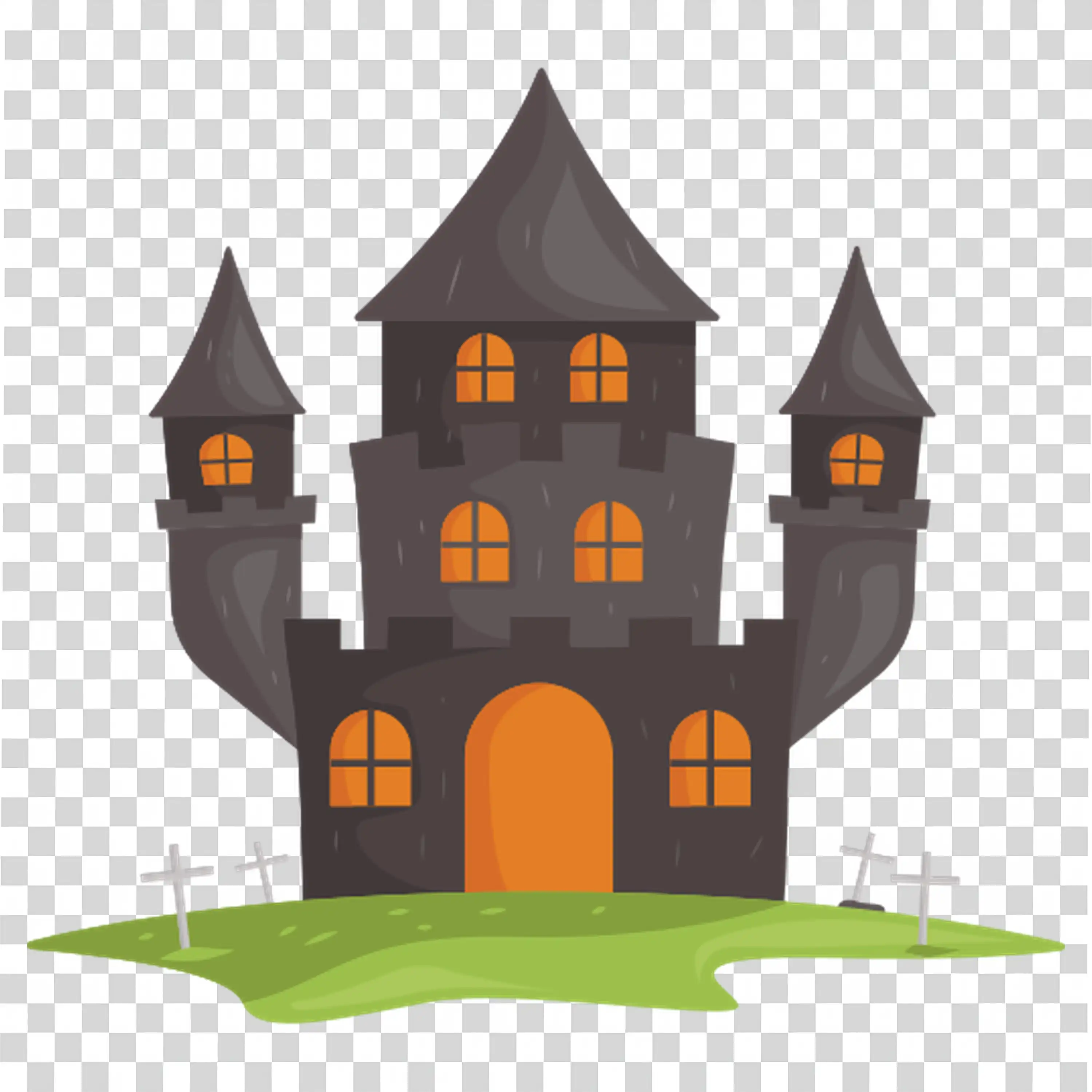 Haunted House with Spooky Windows and Halloween Atmosphere