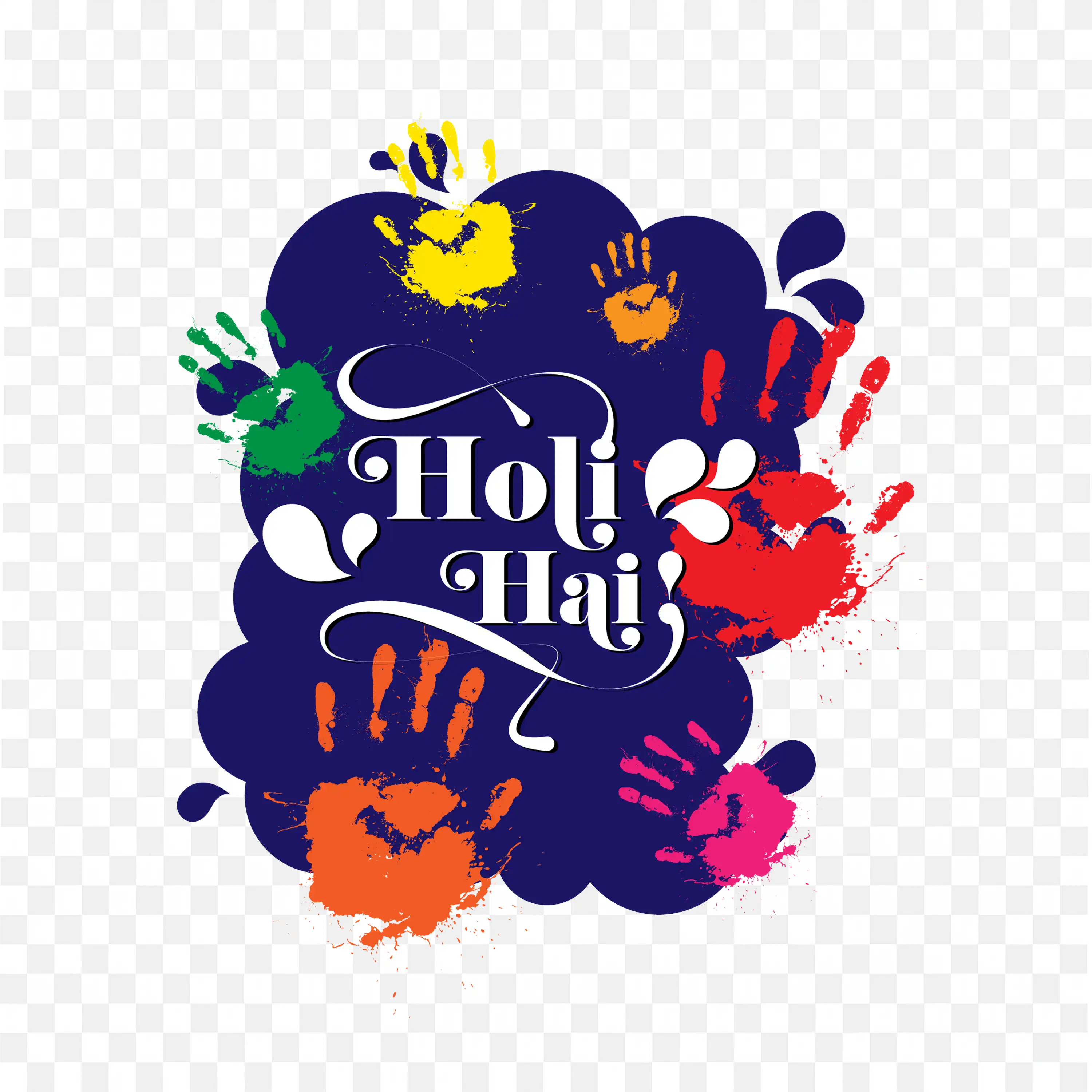 Holi Hai Sticker Design PNG Colorful Festive Illustration