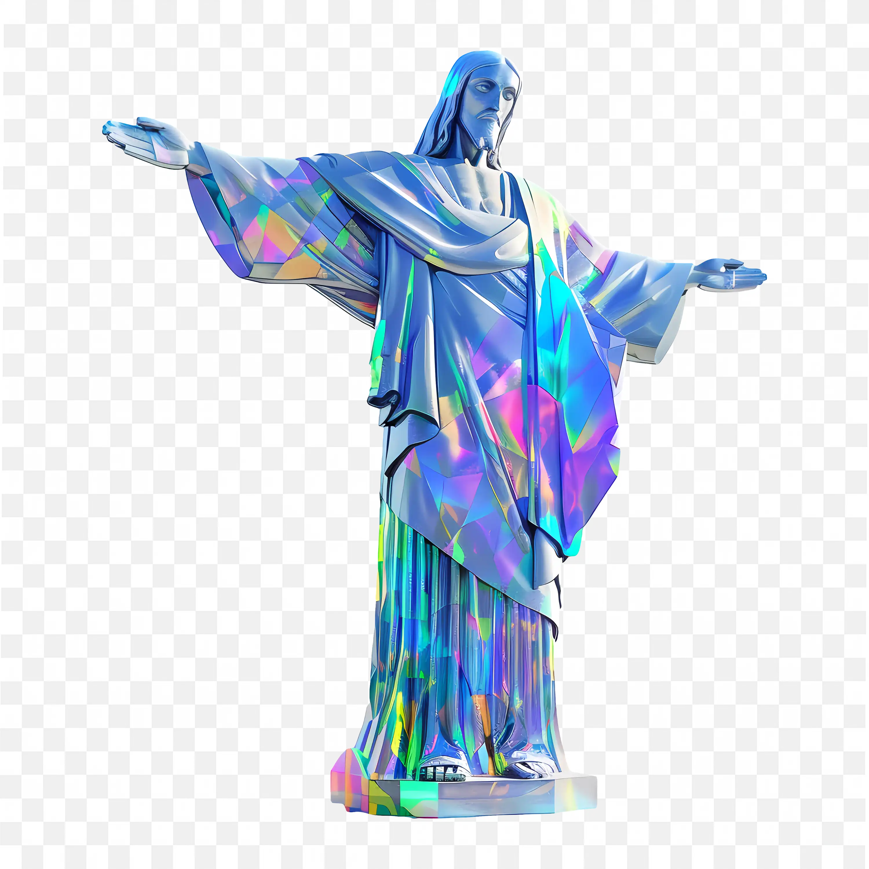 Holographic Christ the Redeemer Modern Iridescent Art