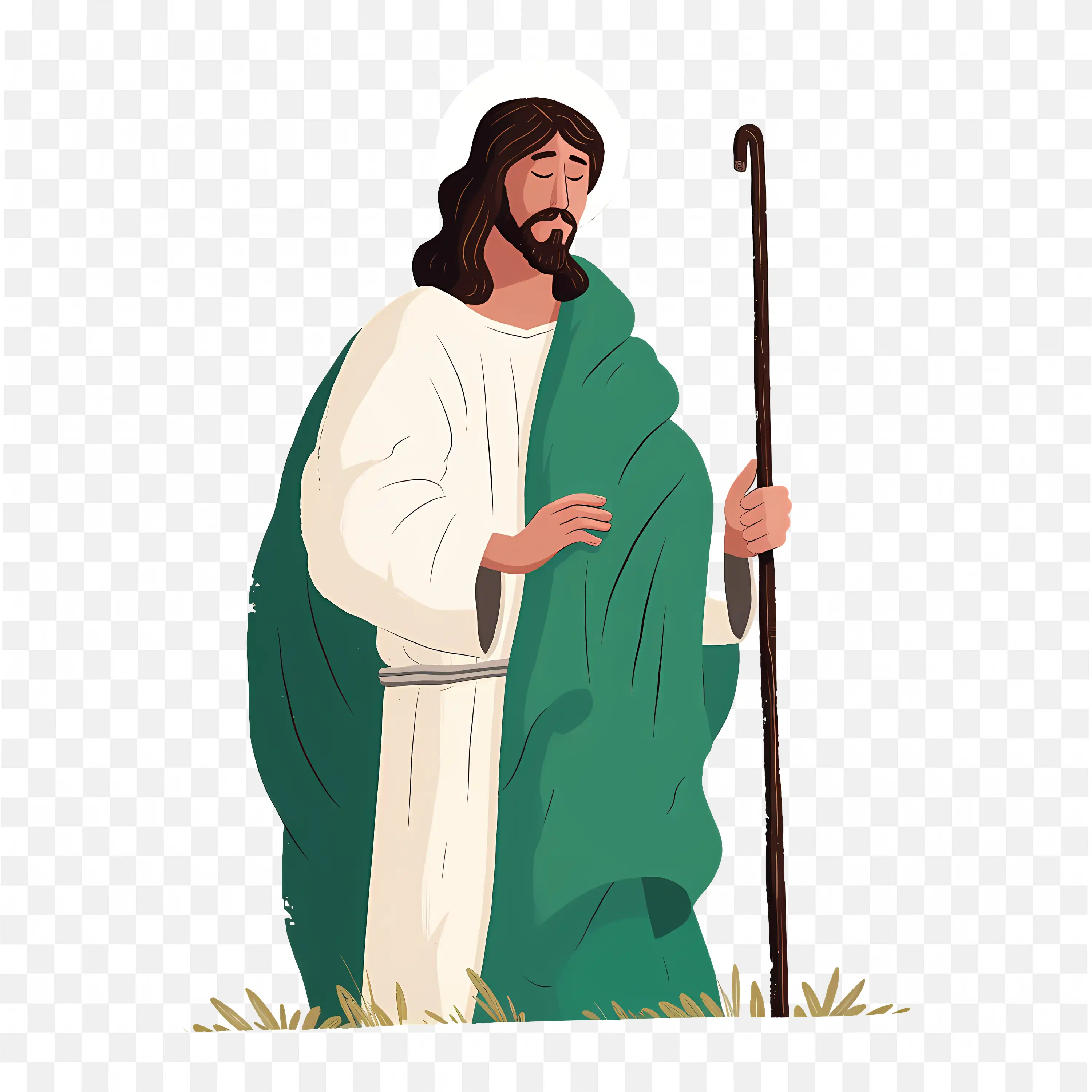Illustration of Jesus Christ as the Good Shepherd Religious Art