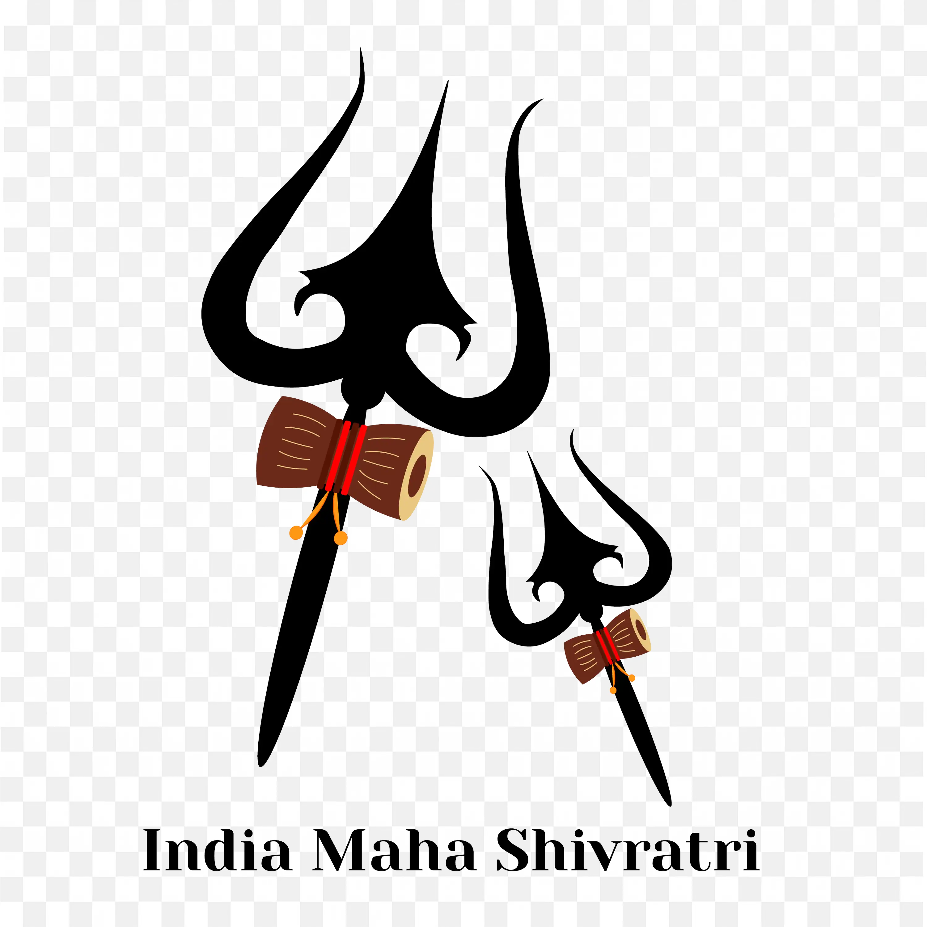 India Maha Shivratri Trishul Damru Art on White Background