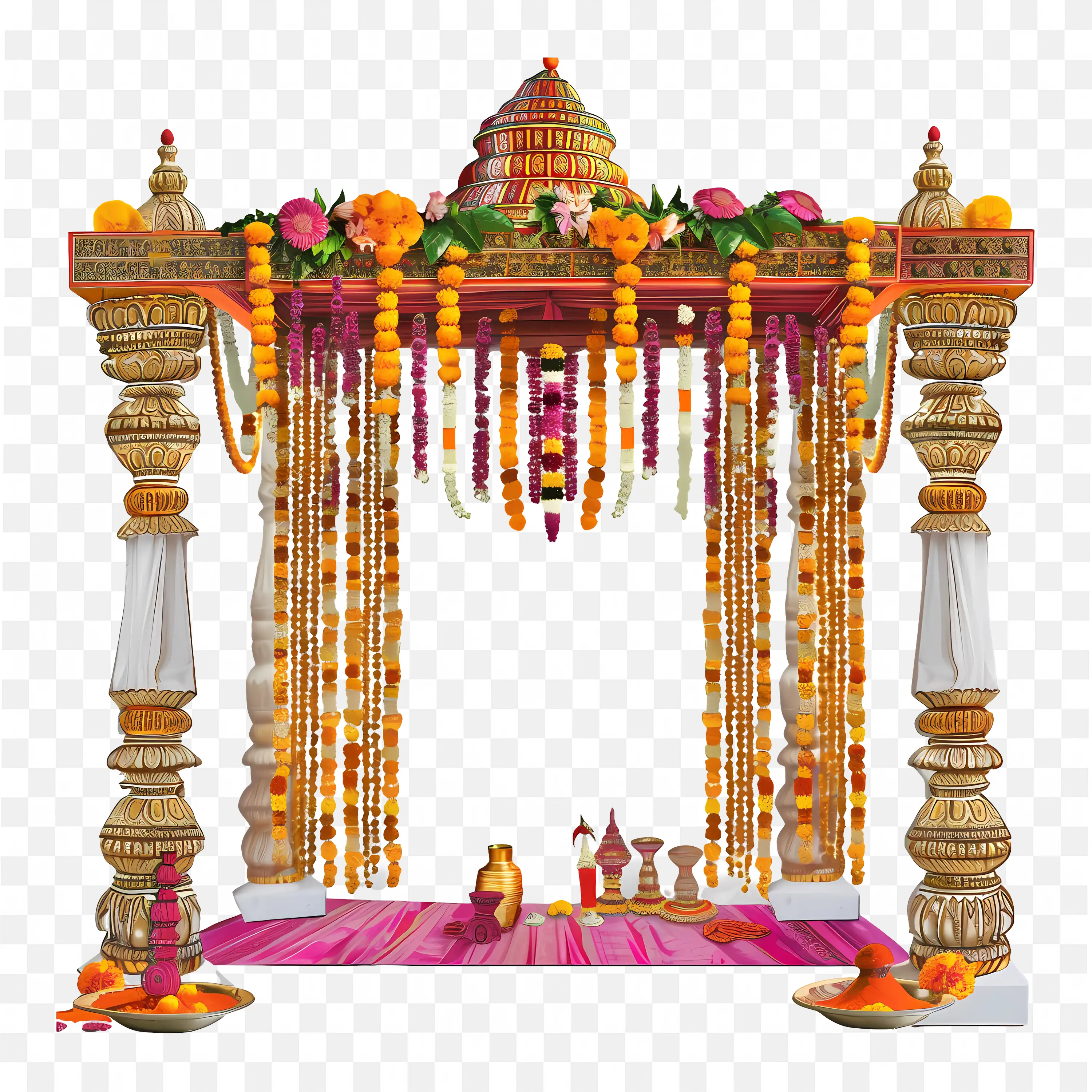 Indian Wedding Mandap Flower Decoration Photos Free PNG