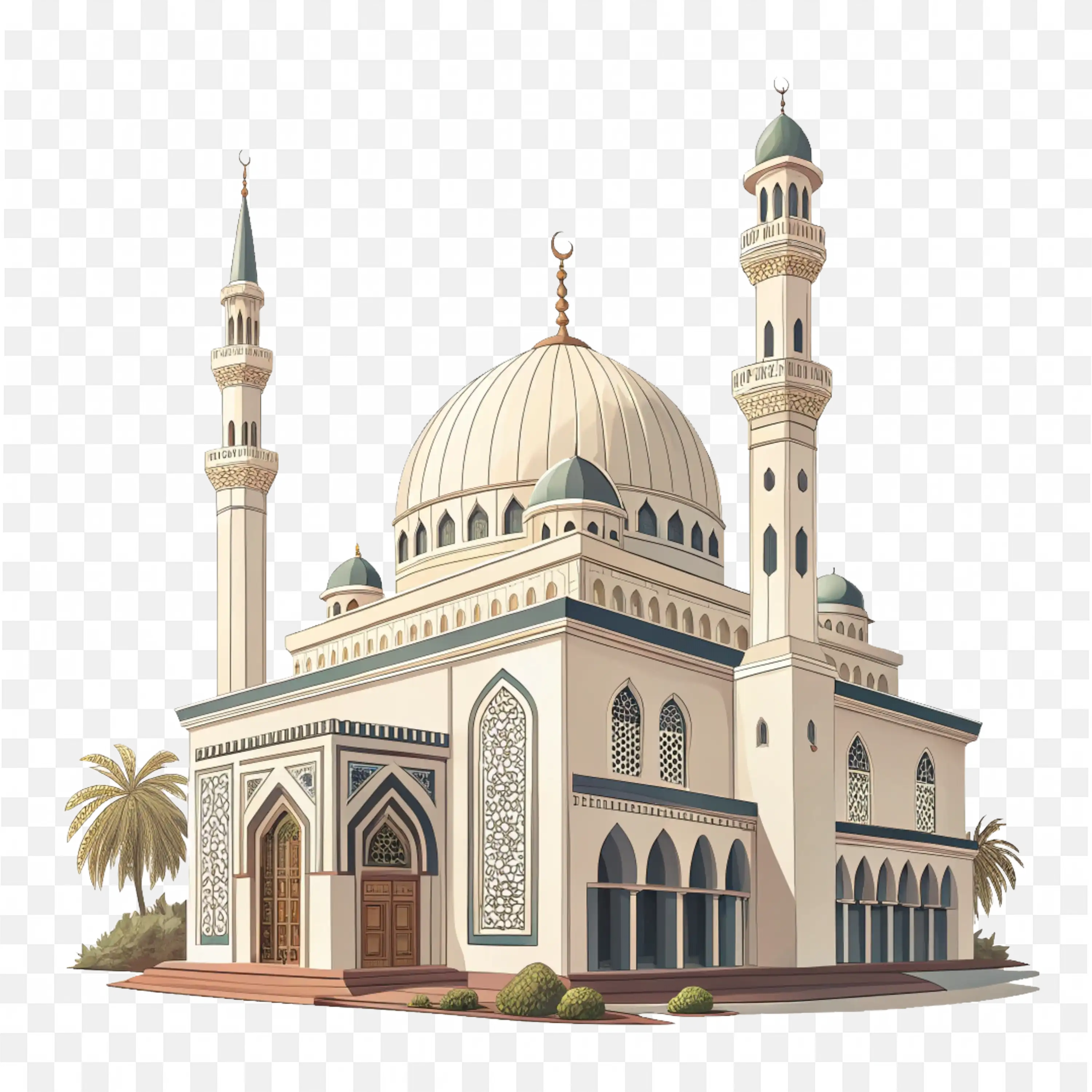 Islamic Mosque Illustration Elegant Vector Art PNG Download