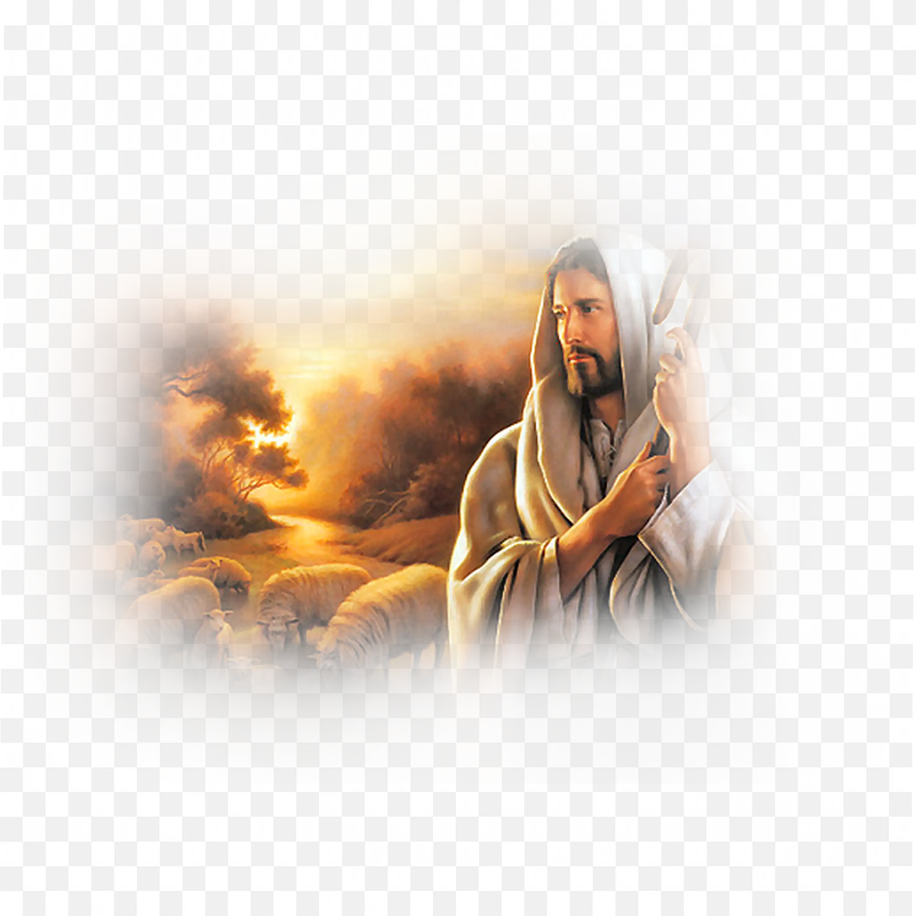 Jesus Christ the Good Shepherd Christian Illustration PNG