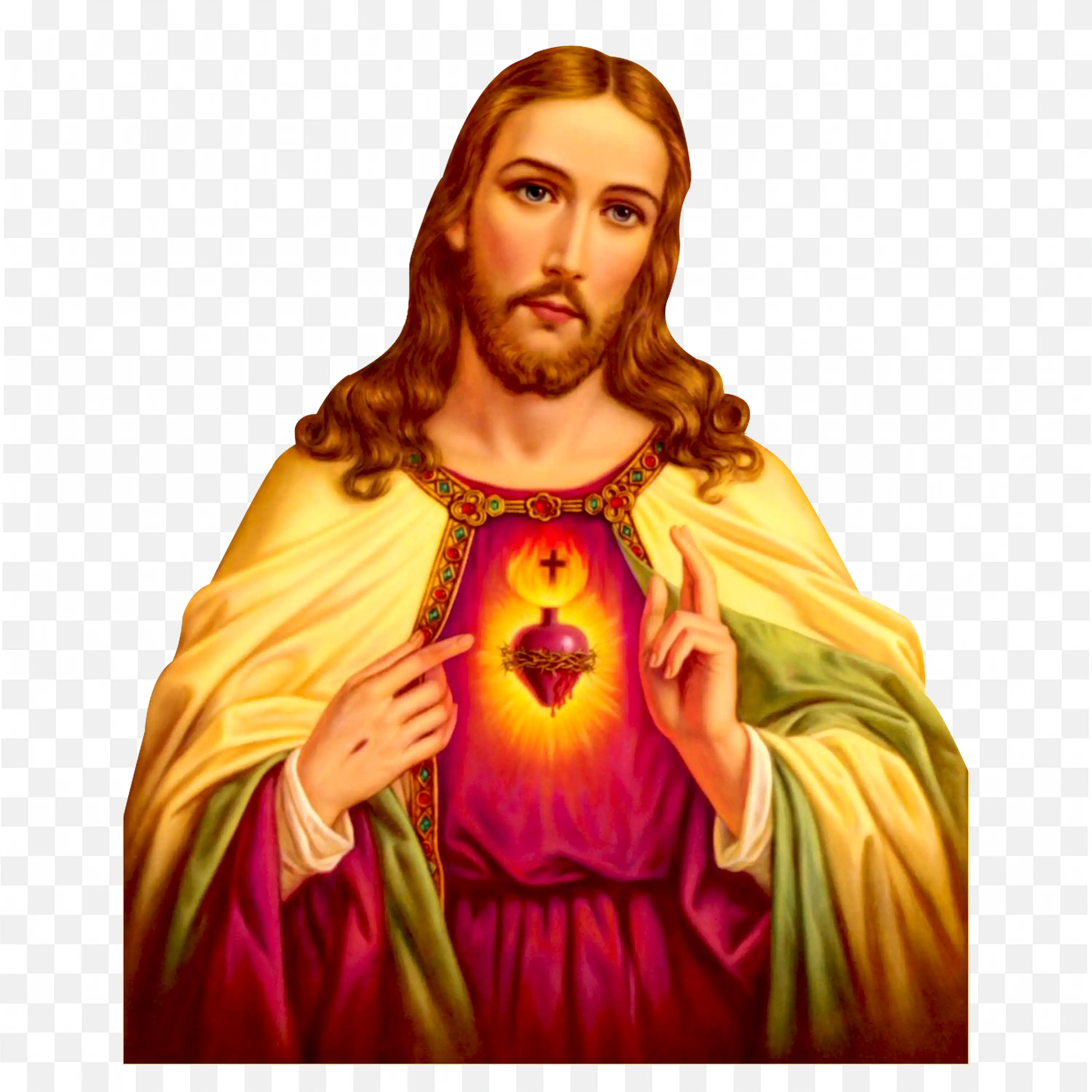 Jesus Sacred Heart Illustration Free PNG Image