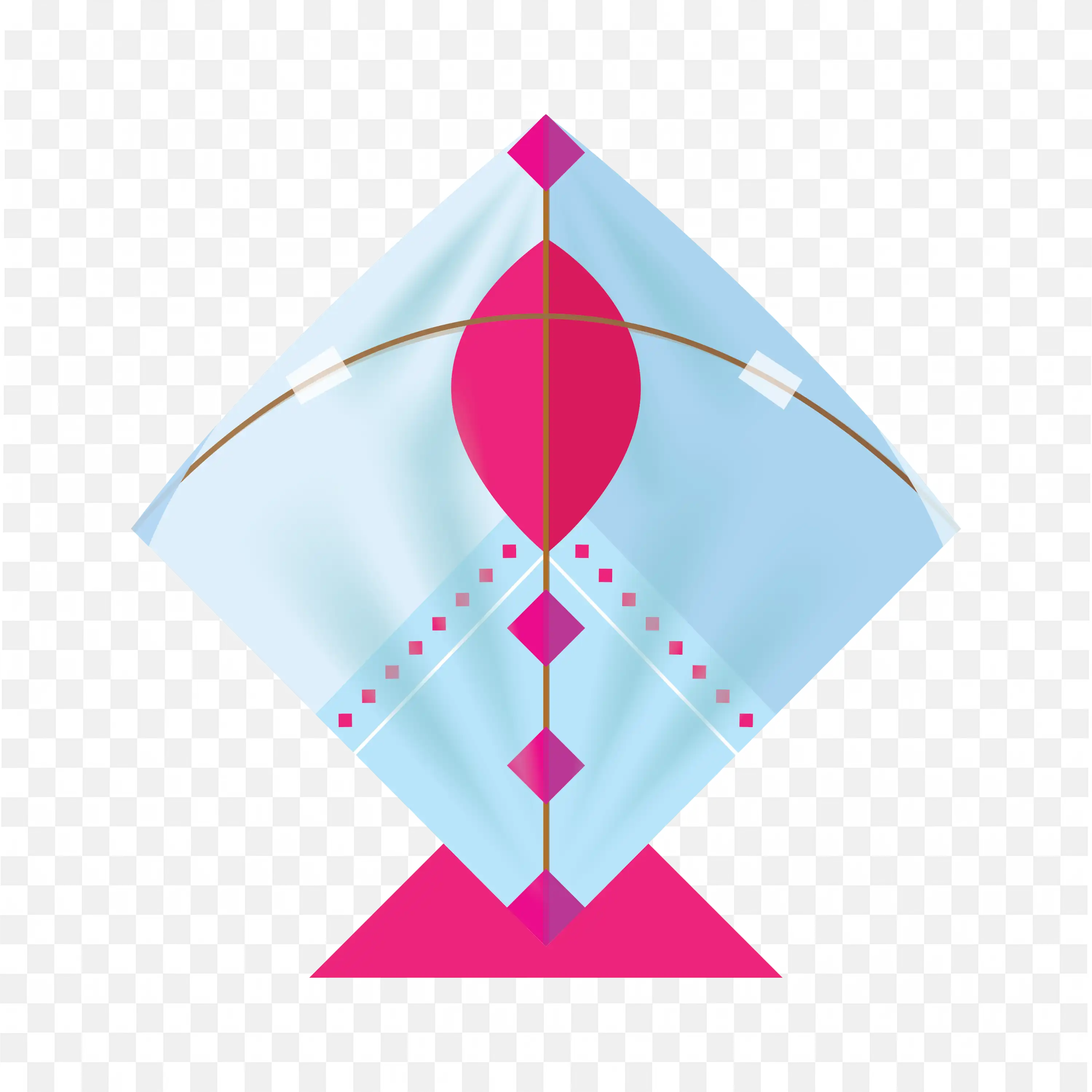 Light Blue Kite with Pink and Brown Design Vector Art