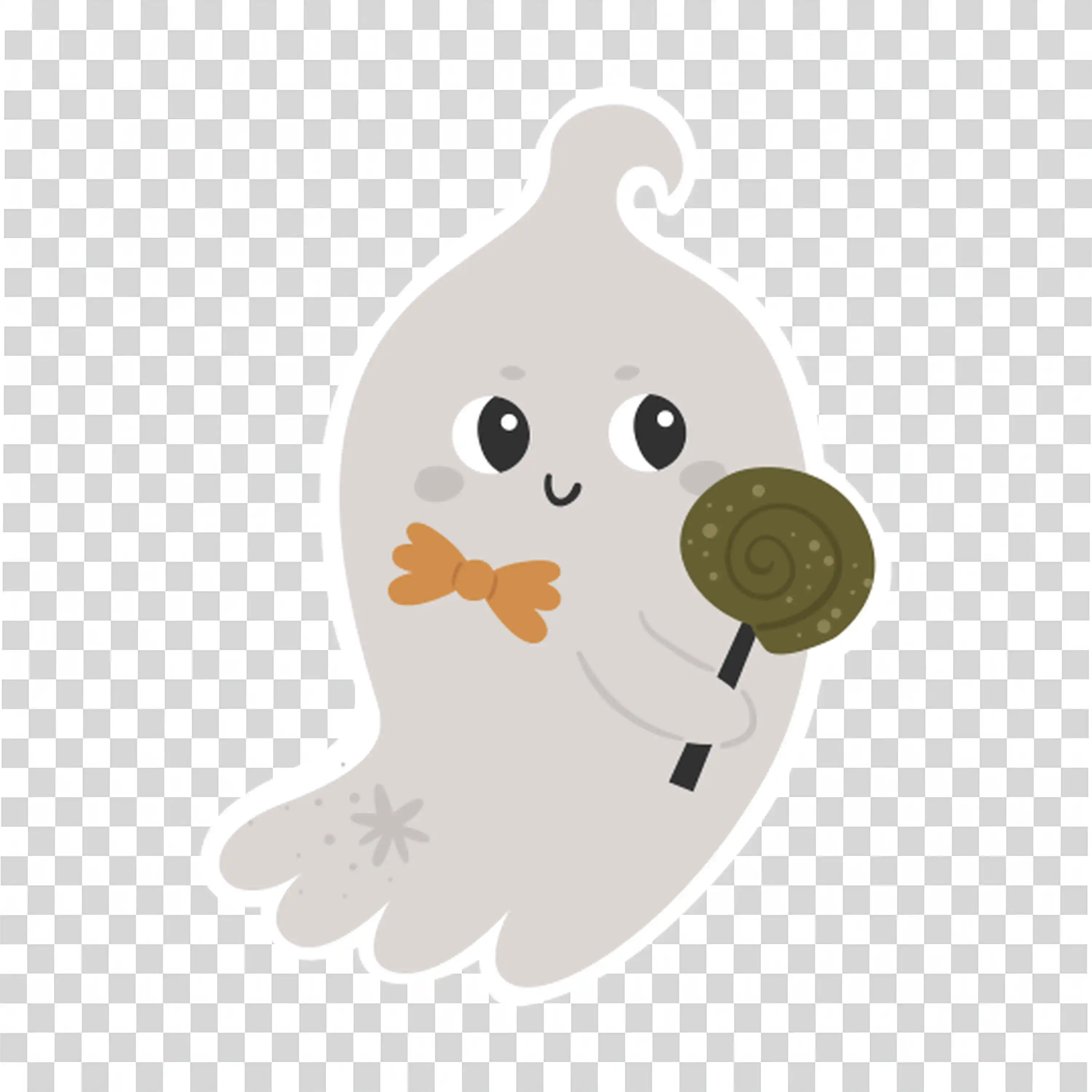 Little Ghost Holding a Ball On a Halloween Night PNG