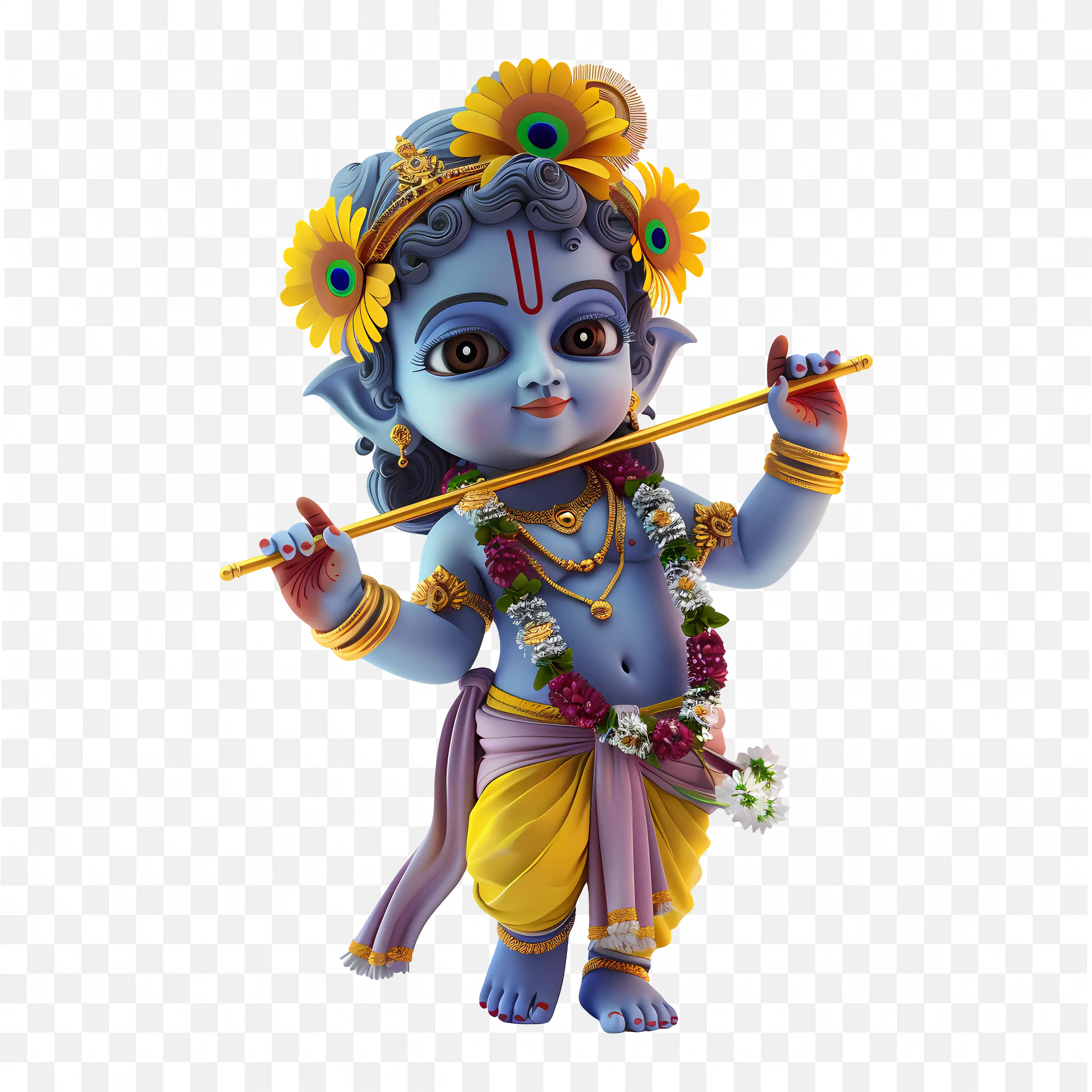 Little Krishna with Flute PNG Images Divine Hindu Child Artwork