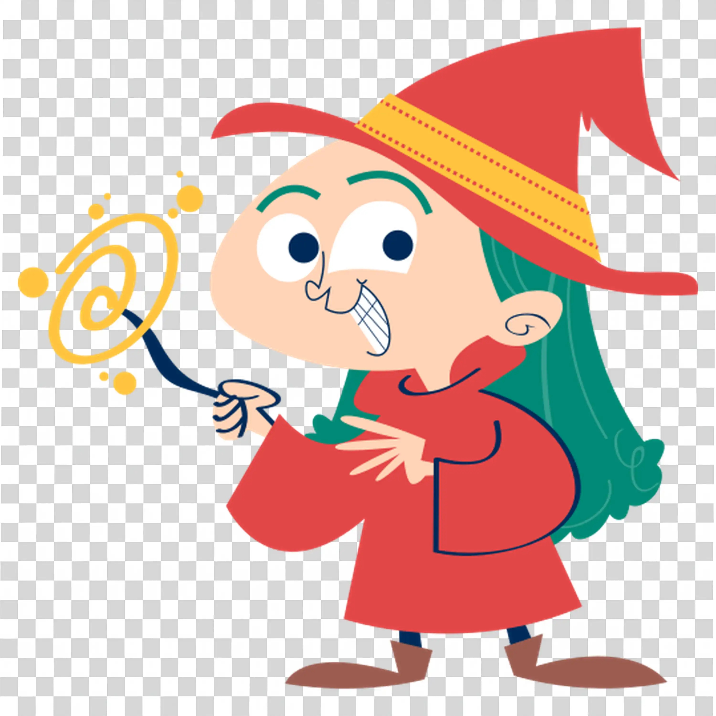 Little Witch Casting Spells for Halloween Fun PNG Image