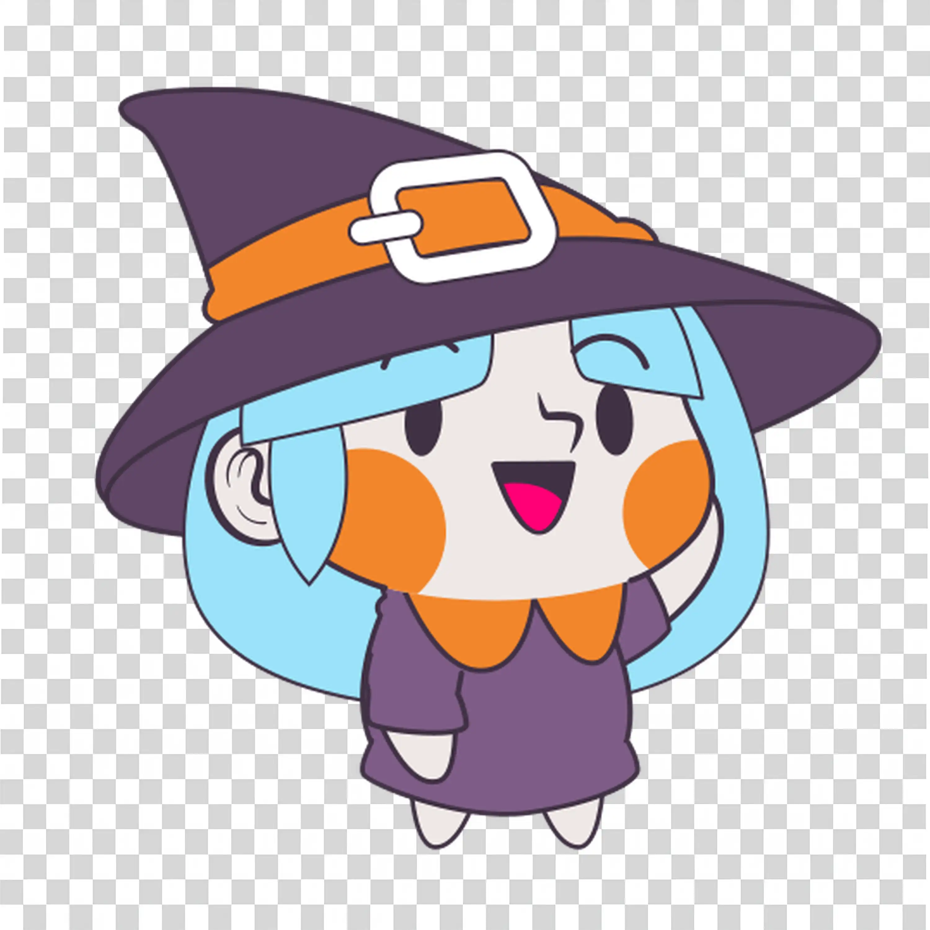 Little Witch in a Magical Pose with a Flying Broomstick